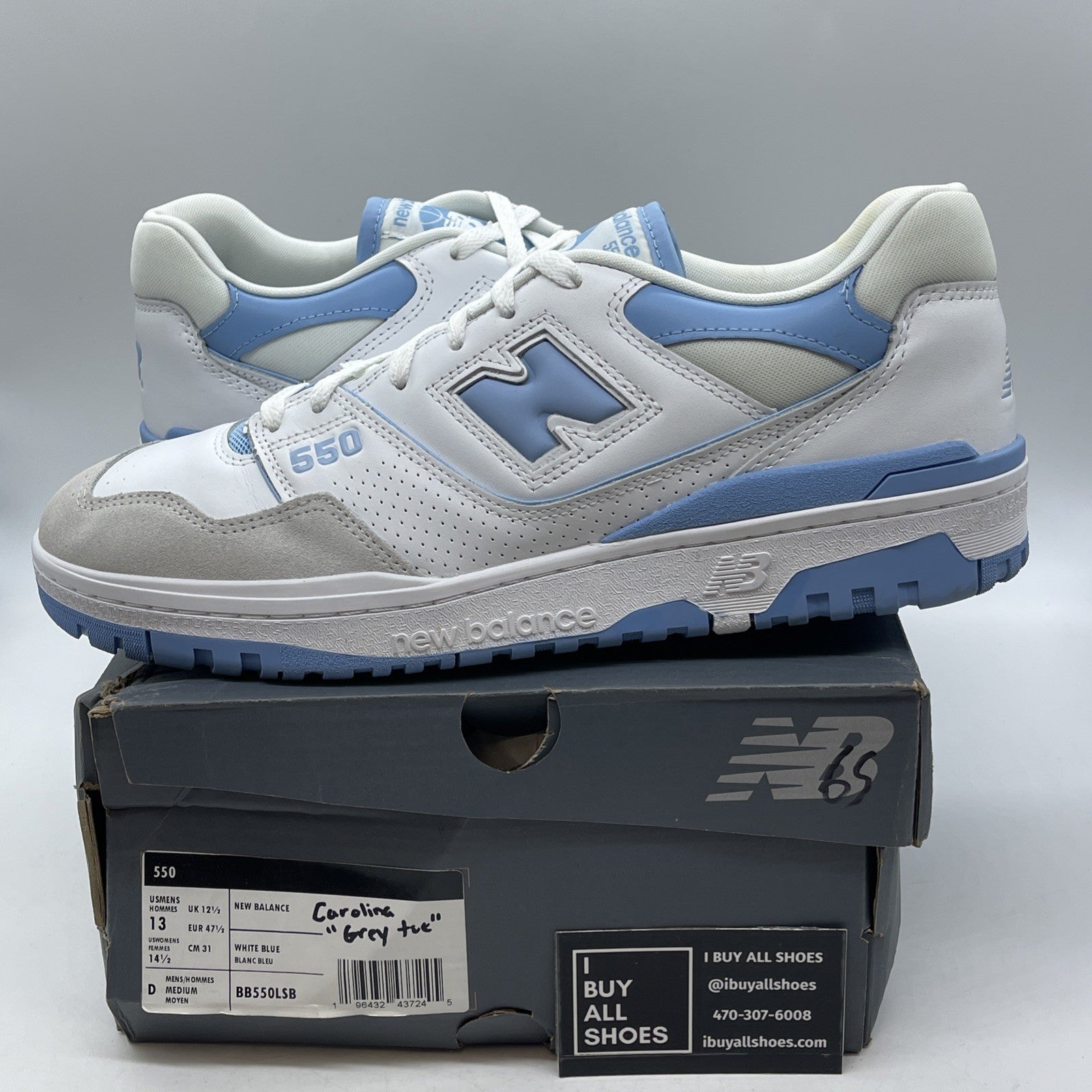 Size 13 - New Balance 550 White Blue Haze (BB550LSB)