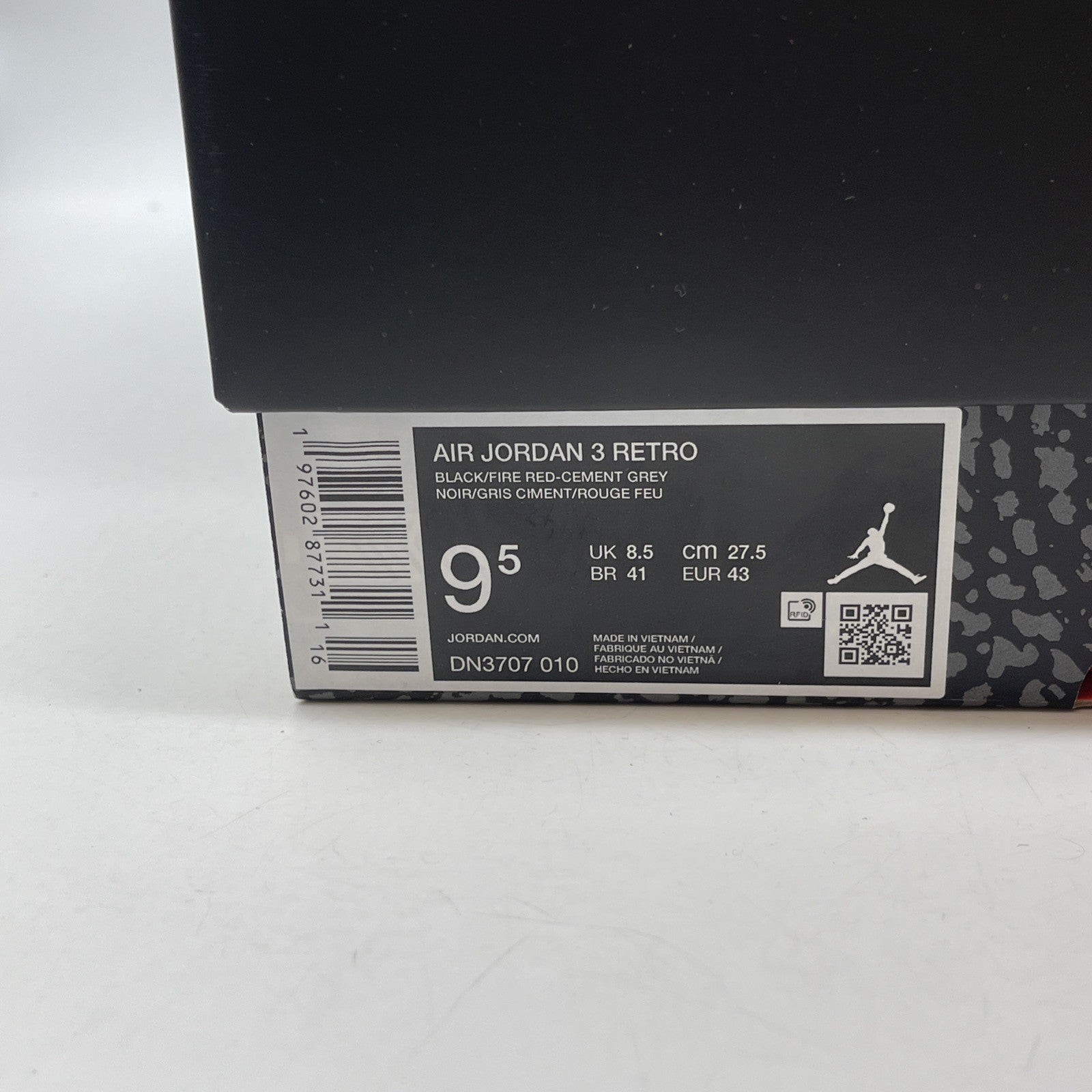 Size 9.5 - Air Jordan 3 Retro OG 2024 Black Cement Suede Leather (DN3707-010)