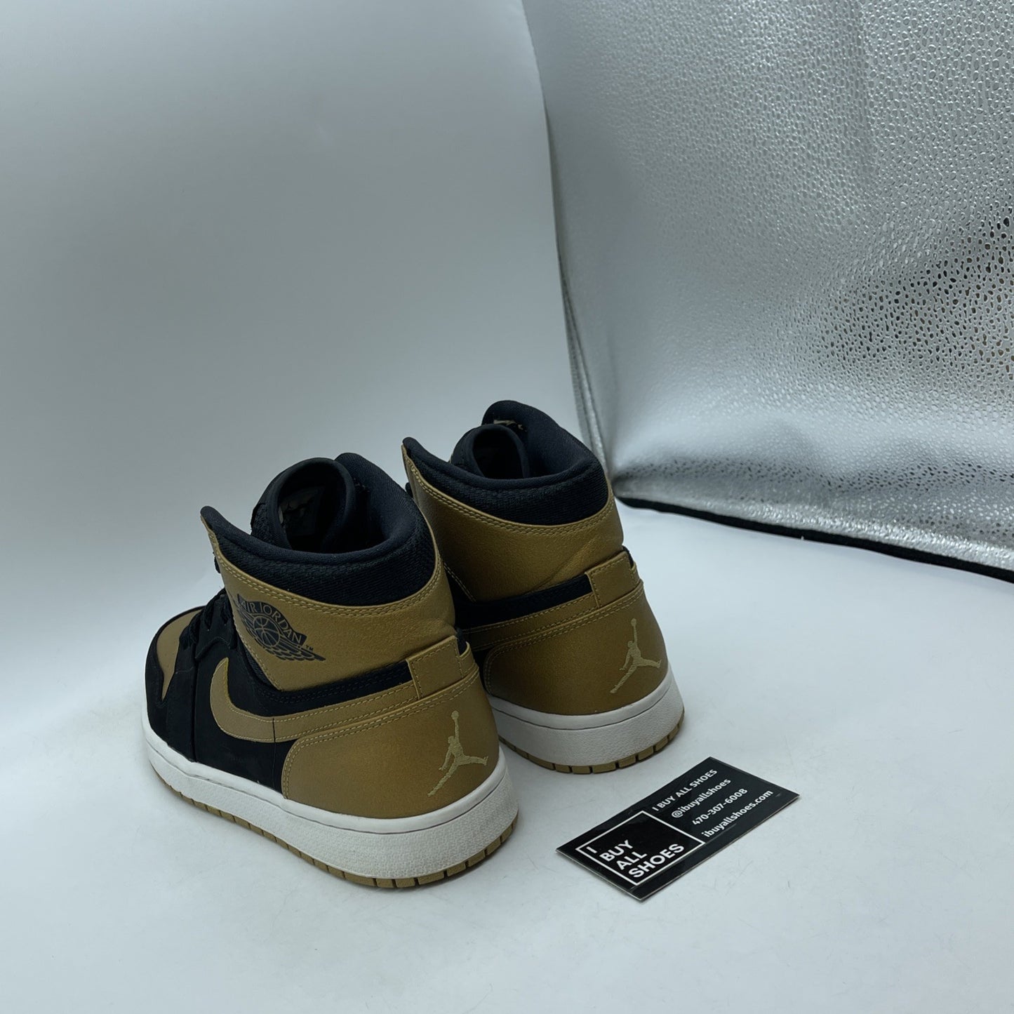 Size 9.5 - Air Jordan 1 Retro High Melo Gold Black Suede Leather (332550-026)