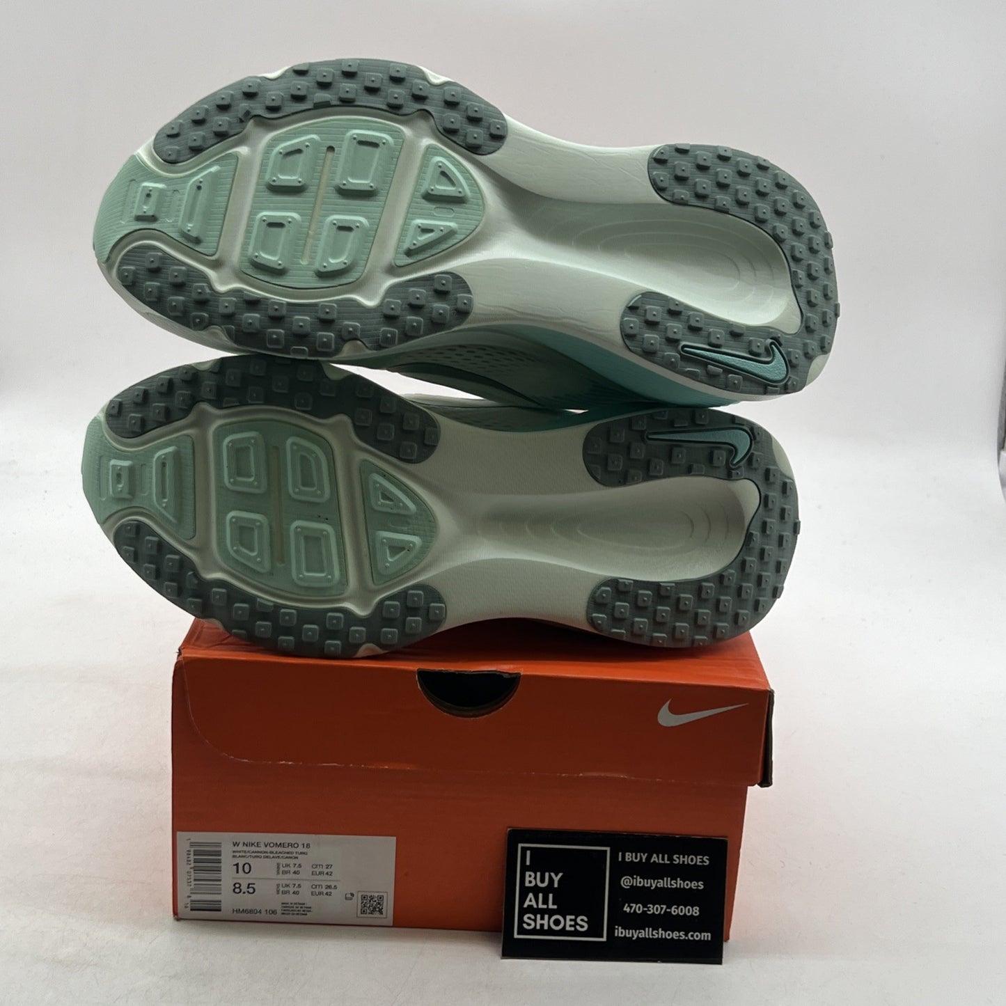 Size 10W - Nike WMNS Zoom Vomero 18 Running ZoomX ReactX White Turq (HM6804-106)