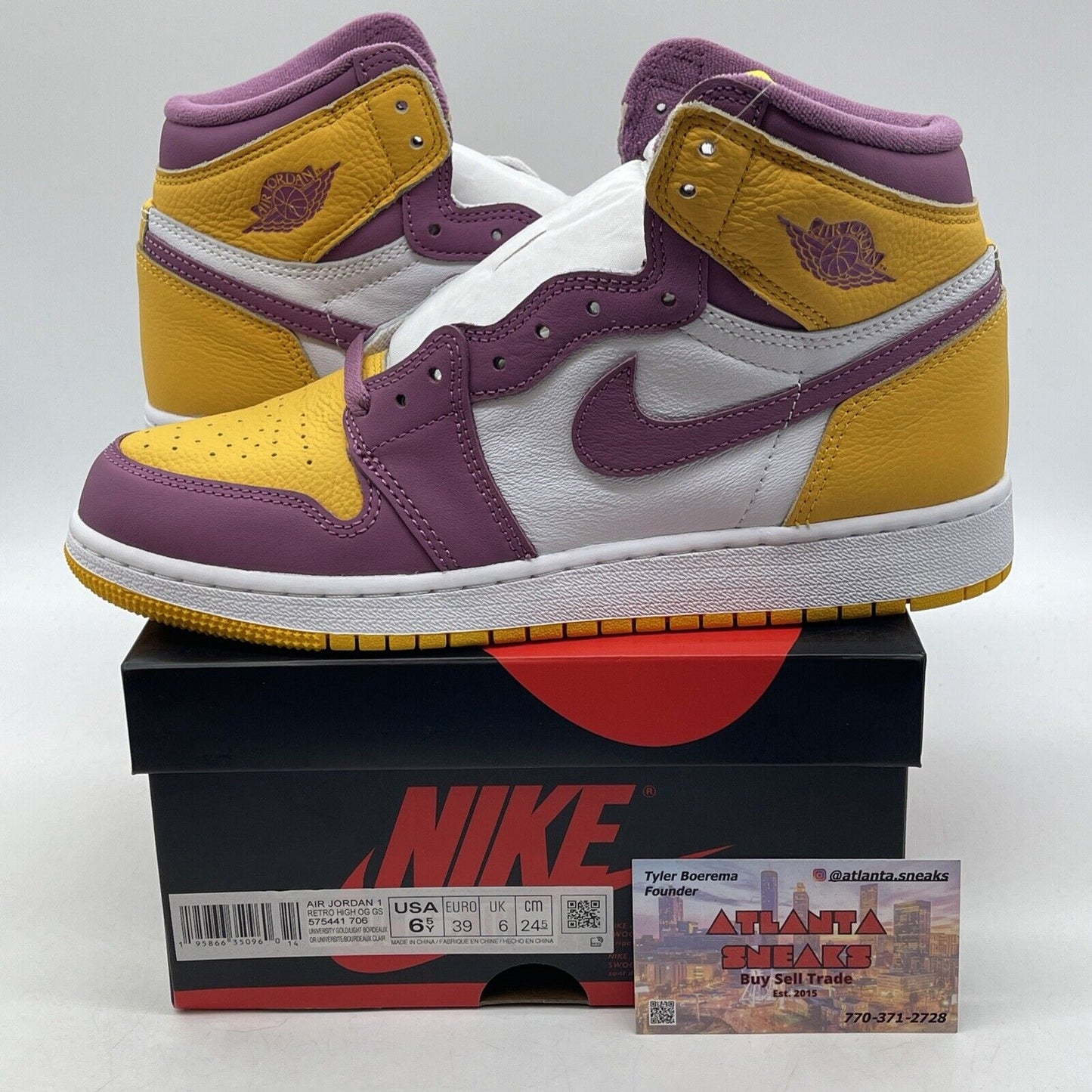 Size 6.5Y - Jordan 1 Retro High OG Brotherhood 2022 Yellow Leather (575441-706)