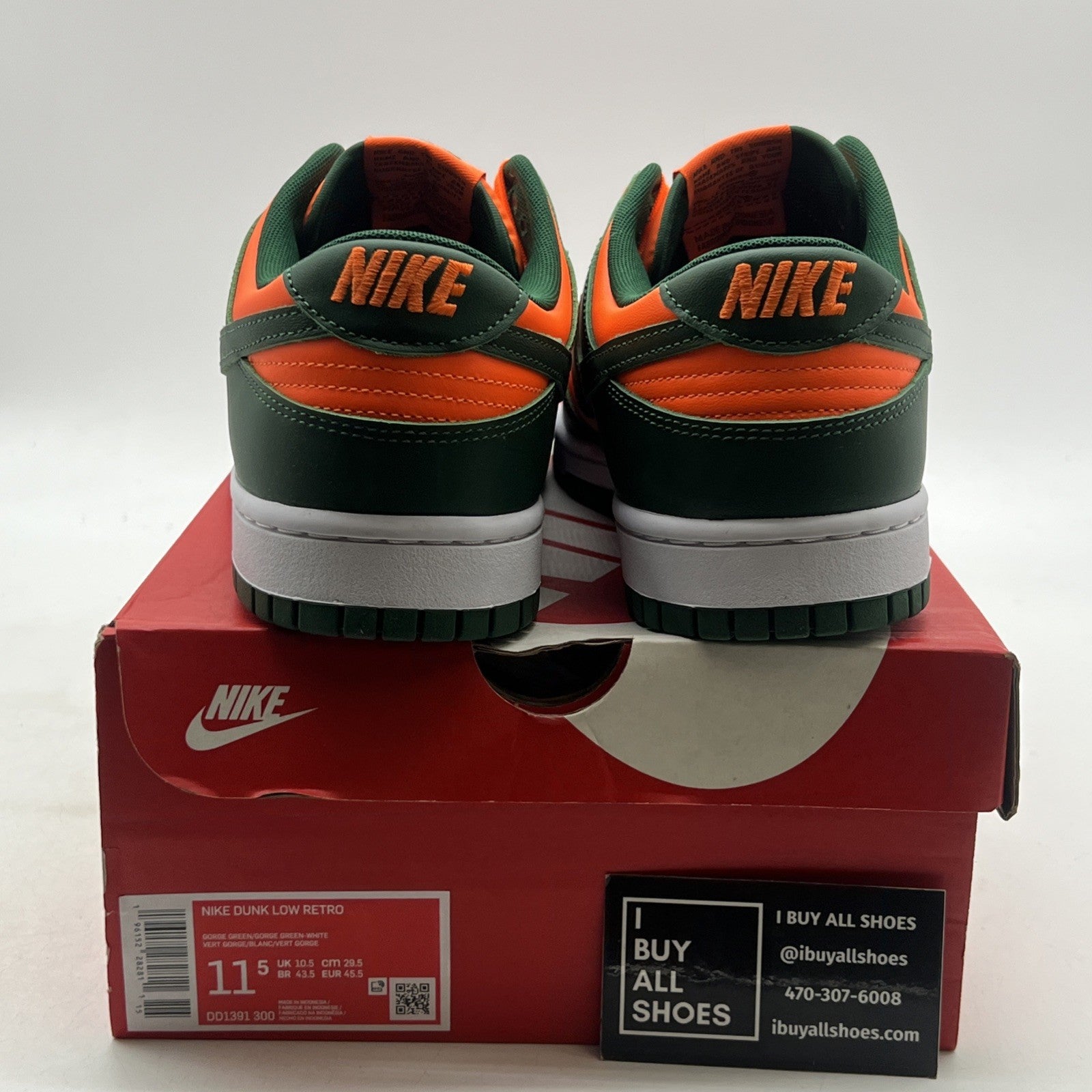 Size 11.5 - Nike Dunk Low Miami Hurricanes (DD1391-300)