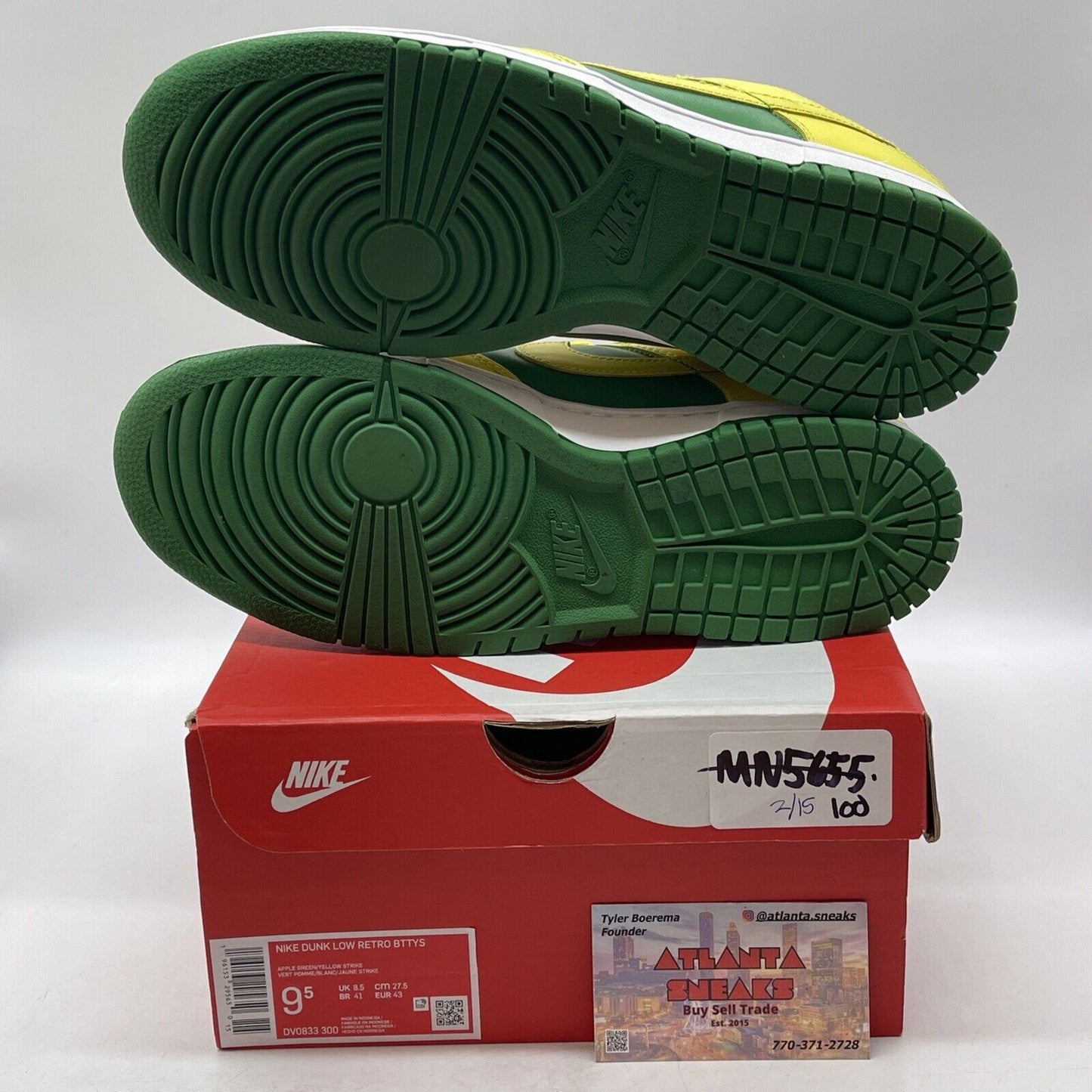 Size 9.5 - Nike Dunk Low Reverse Brazil Yellow Green Leather (DV0833-300)