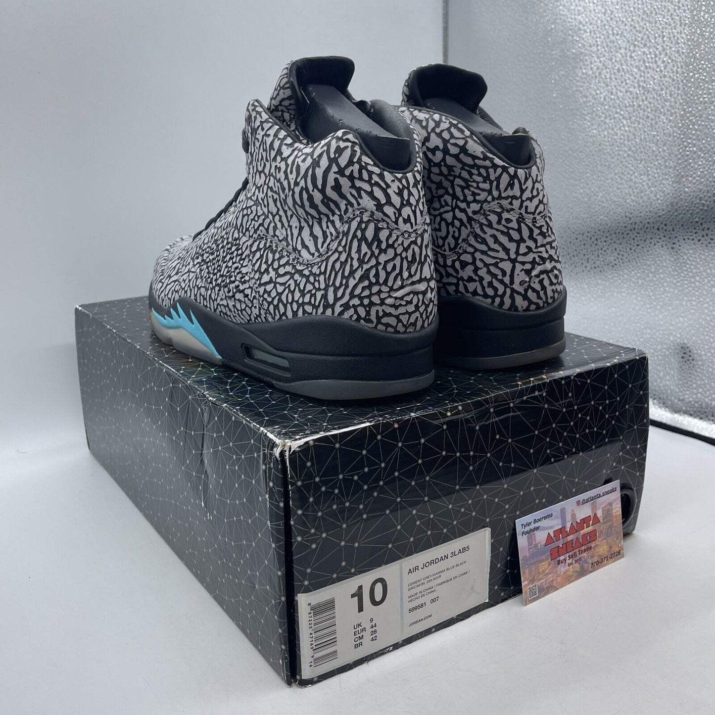 Size 10 - Air Jordan 5 Retro 3Lab5 Black Grey Blue Suede (599581-007)