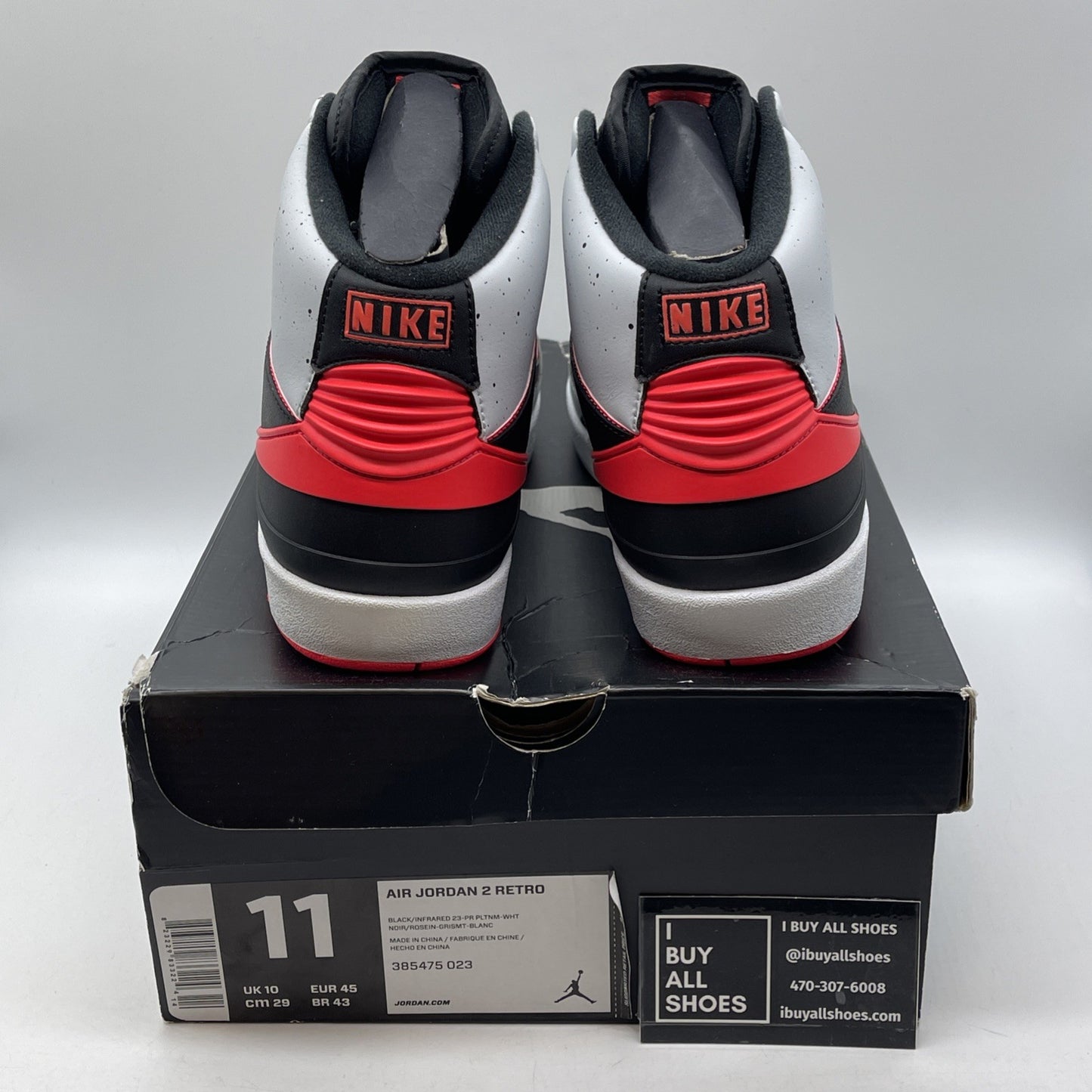 Size 11 - Air Jordan 2 Retro Infrared 23 Black Grey Leather (385475-023)