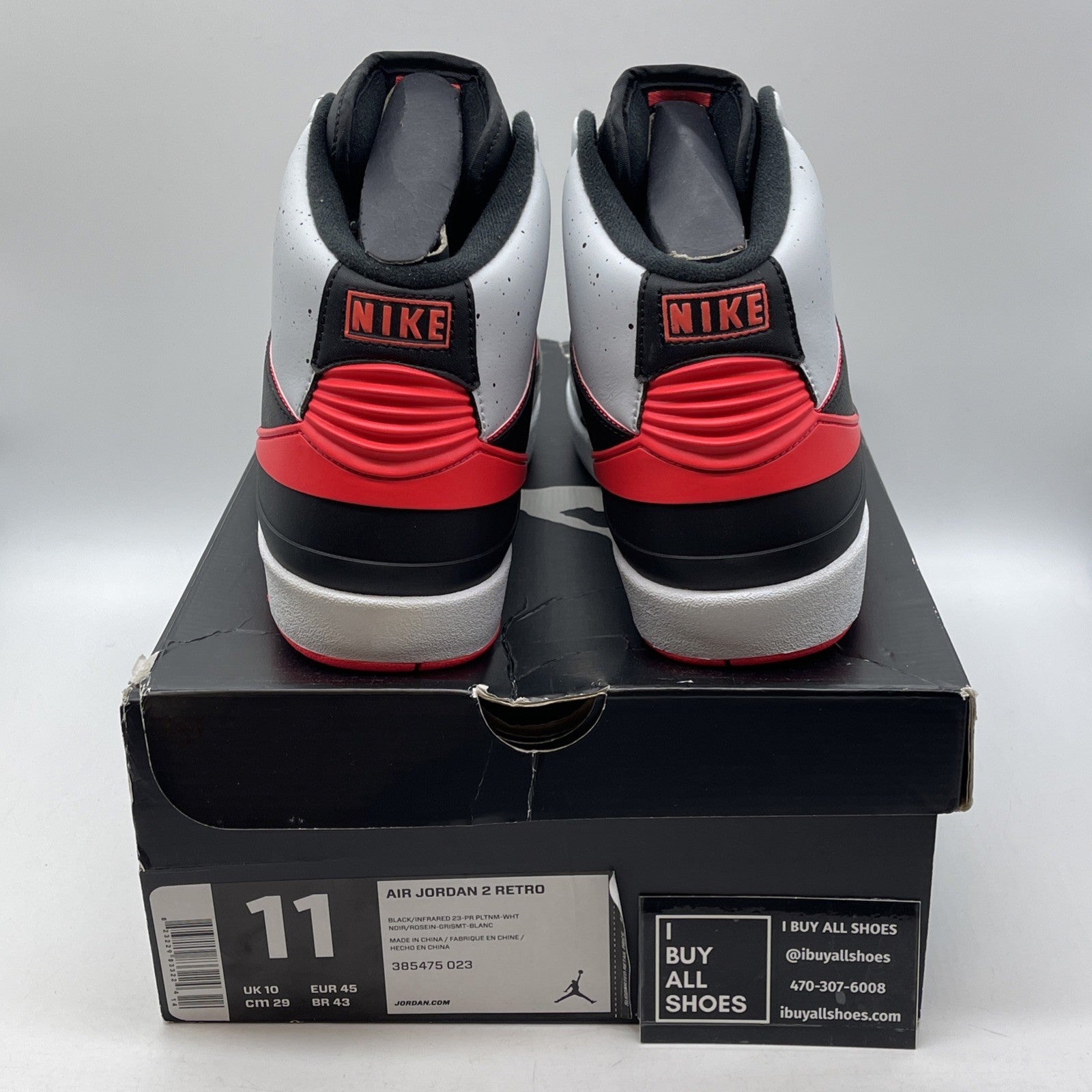 Size 11 - Air Jordan 2 Retro Infrared 23 Black Grey Leather (385475-023)