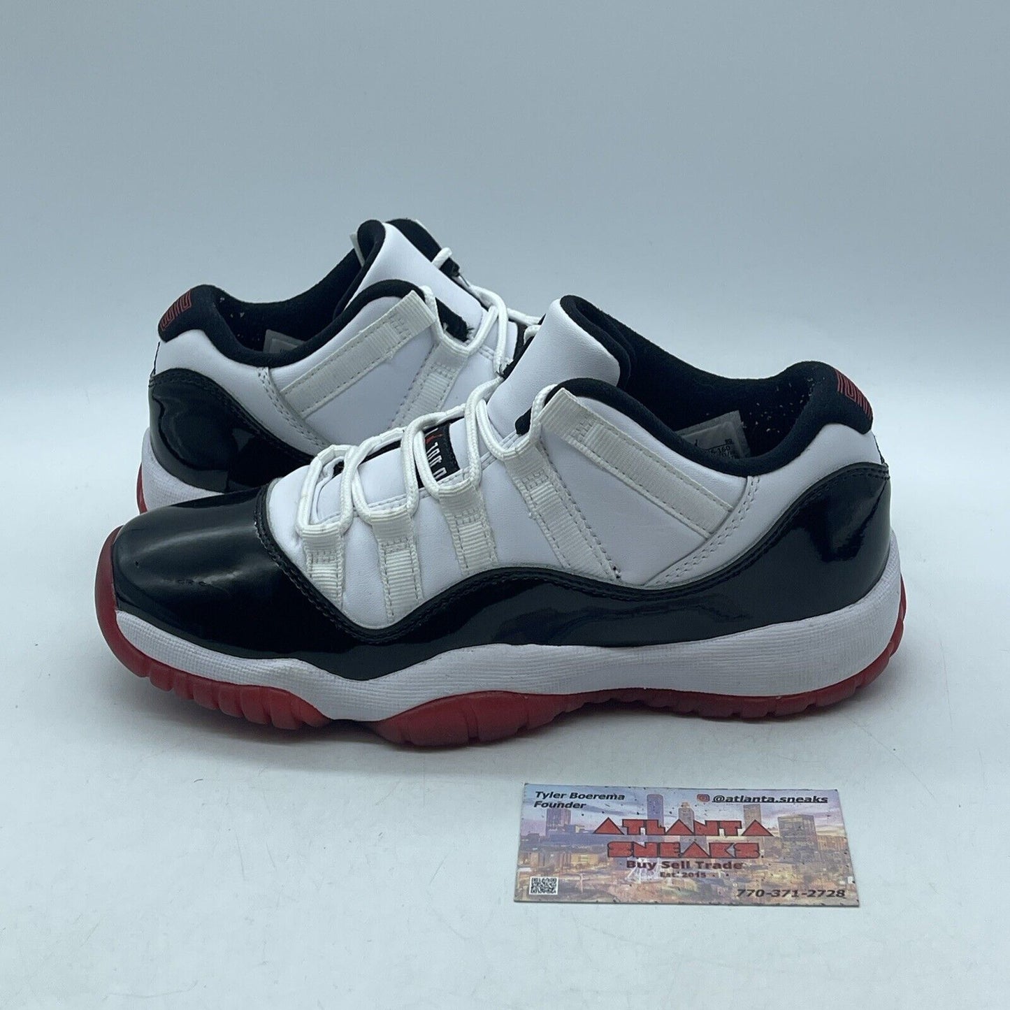 Air Jordan 11 Retro Low GS 'Concord-Bred' Black White Red Leather (528896-160)