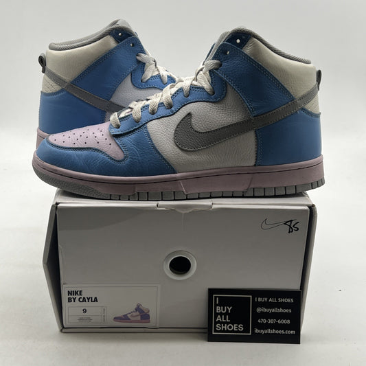 Size 9 - Nike Dunk High By You Custom Shoes White/Baby Blue /Grey (DV2273-900)
