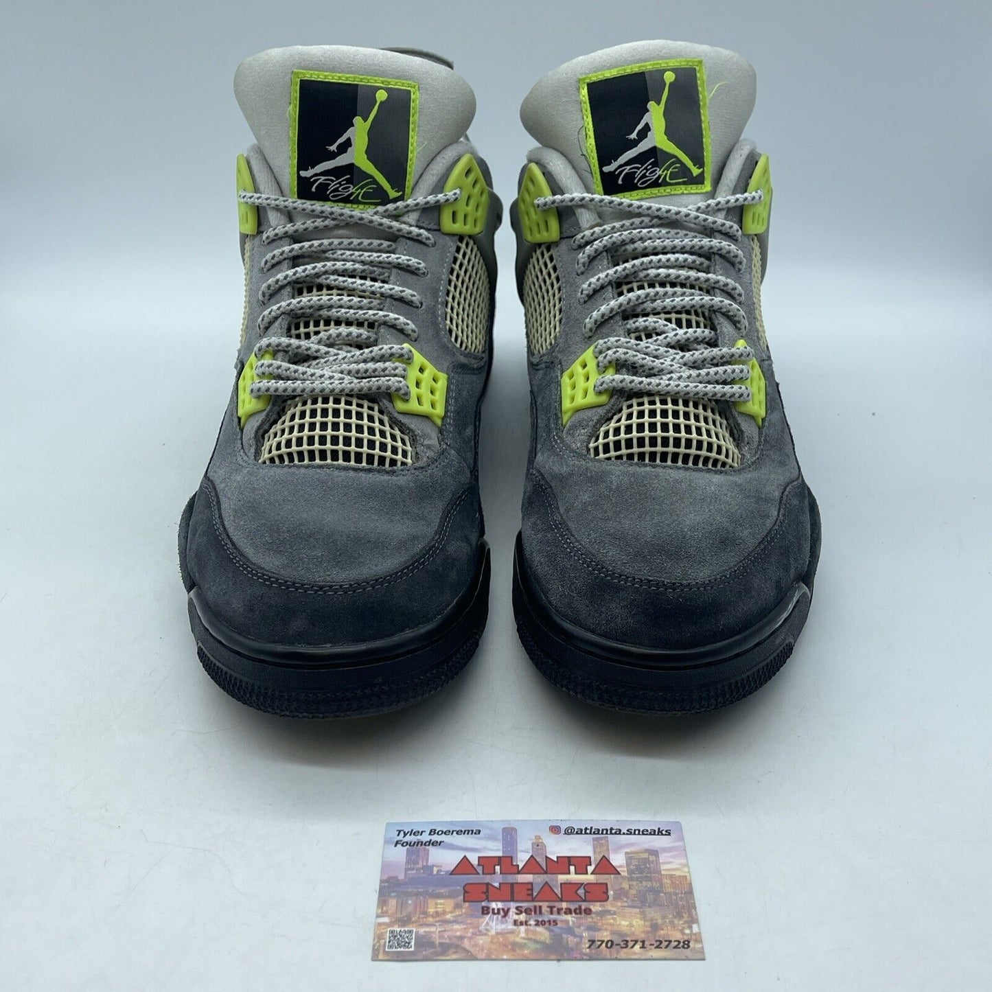 Size 12 - Jordan 4 Retro SE Mid Neon 95 Black Grey Suede Leather (CT5342-007)