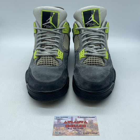 Size 12 - Jordan 4 Retro SE Mid Neon 95 Black Grey Suede Leather (CT5342-007)