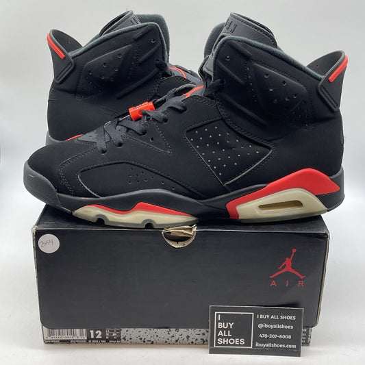 Size 12 - Jordan 6 Retro Mid Infrared Black Suede (384664-060)
