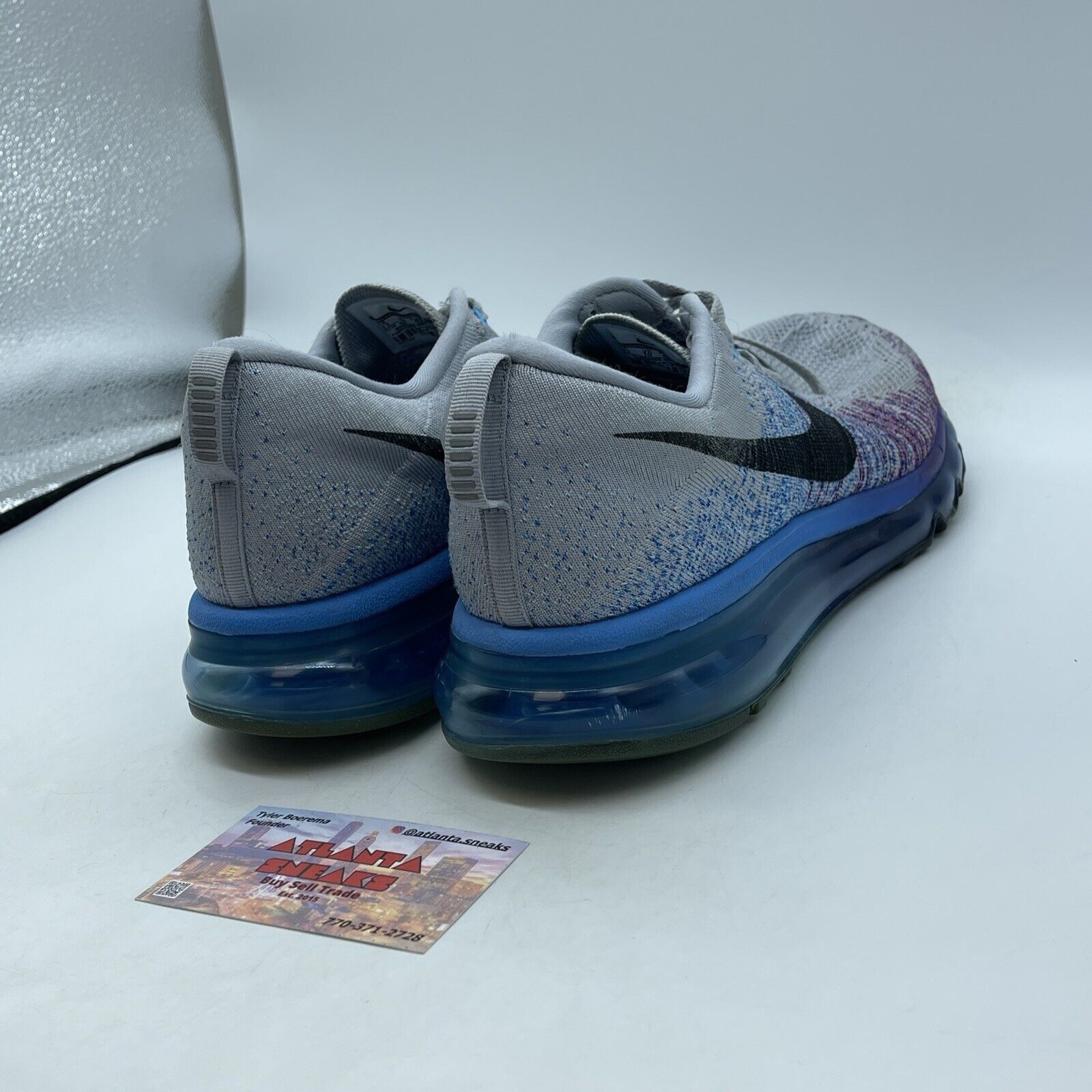 Size 11 - Nike Flyknit Max Purple Vivid Blue Grey Black Suede (620469-005)