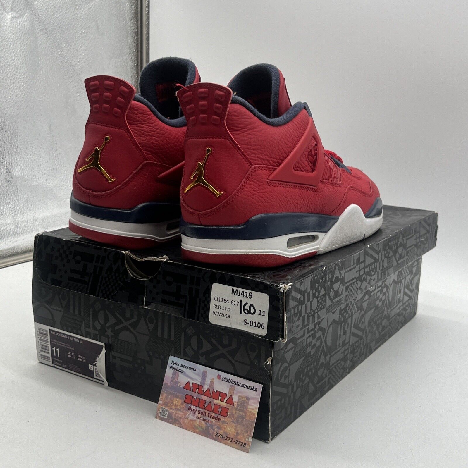 Size 11 - Air Jordan 4 Retro FIBA White Navy Red Leather (CI1184-617)