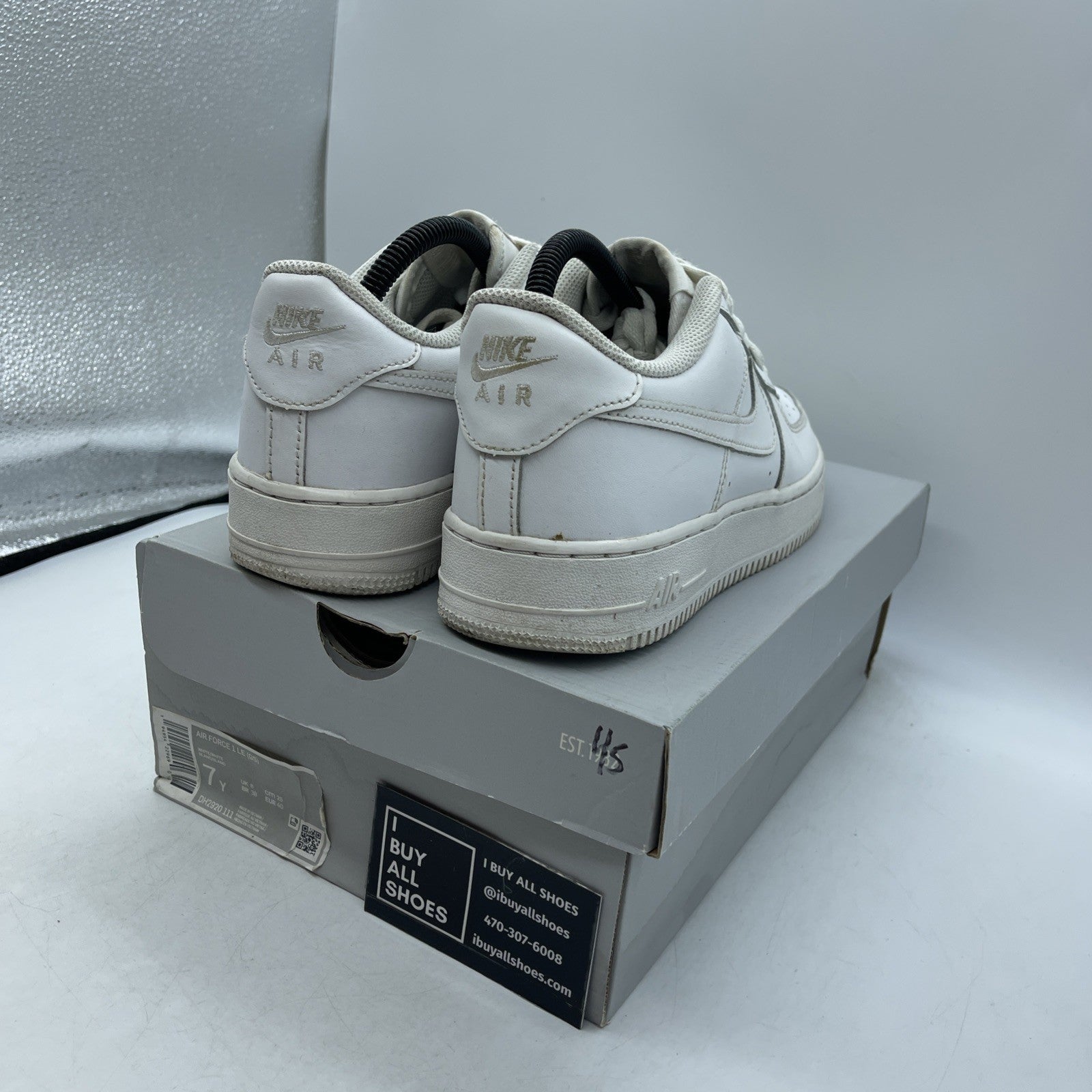 Size 7Y (GS) - Nike Air Force 1 LE Low Triple White (DH2920-111)