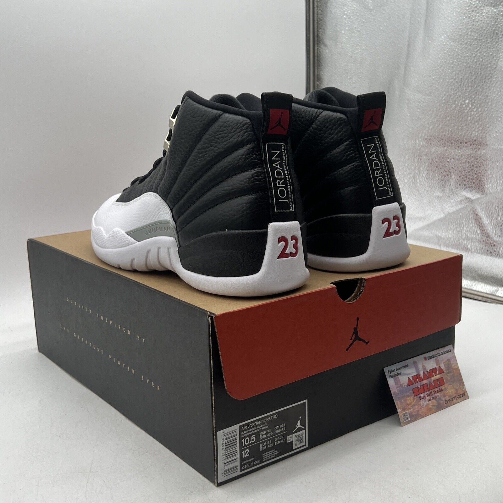 Size 10.5 - Jordan 12 Retro Mid Playoff Black White Leather (CT8013-006)