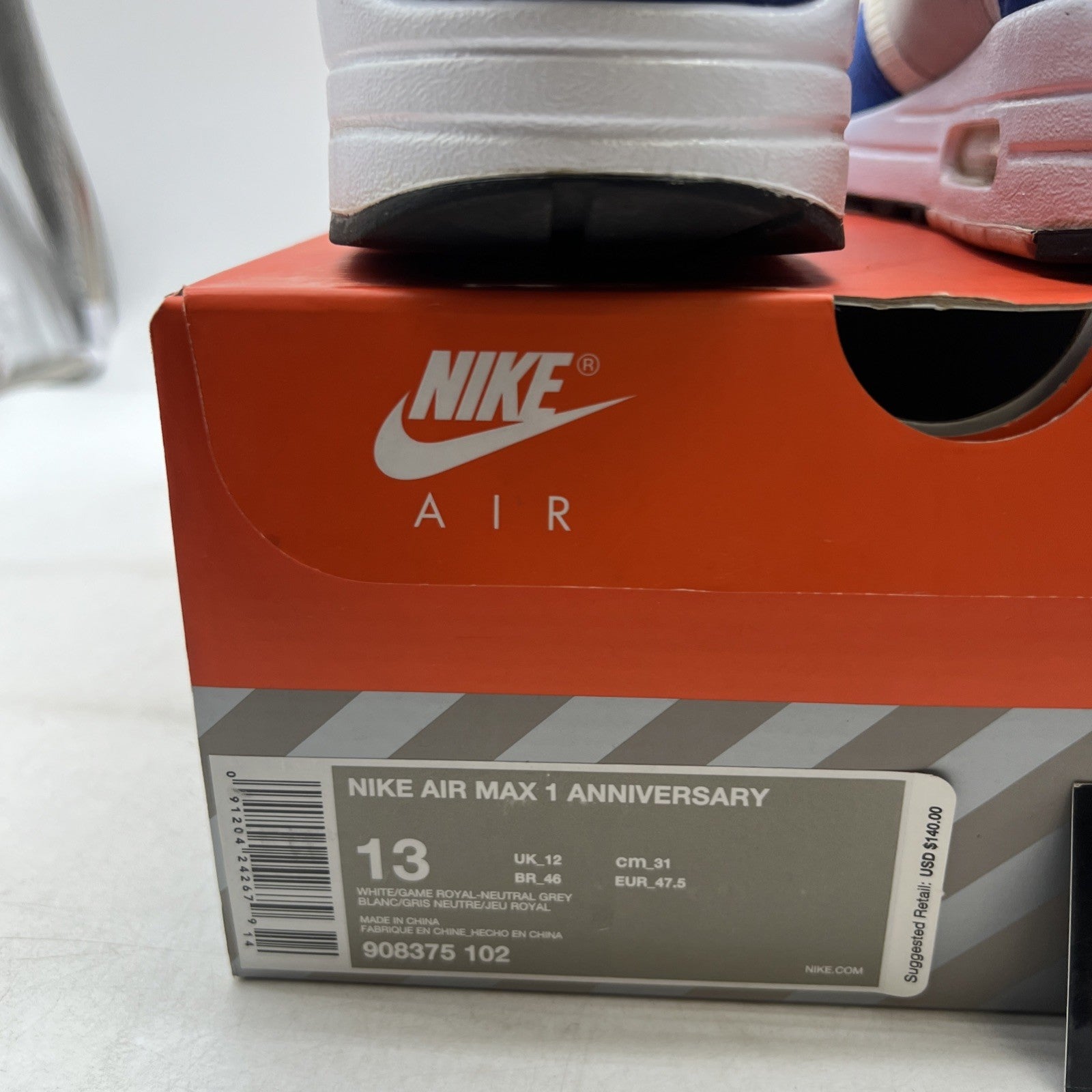 Size 13 - Nike Air Max 1 OG Anniversary 2017 Re-Release Royal (908375-102)
