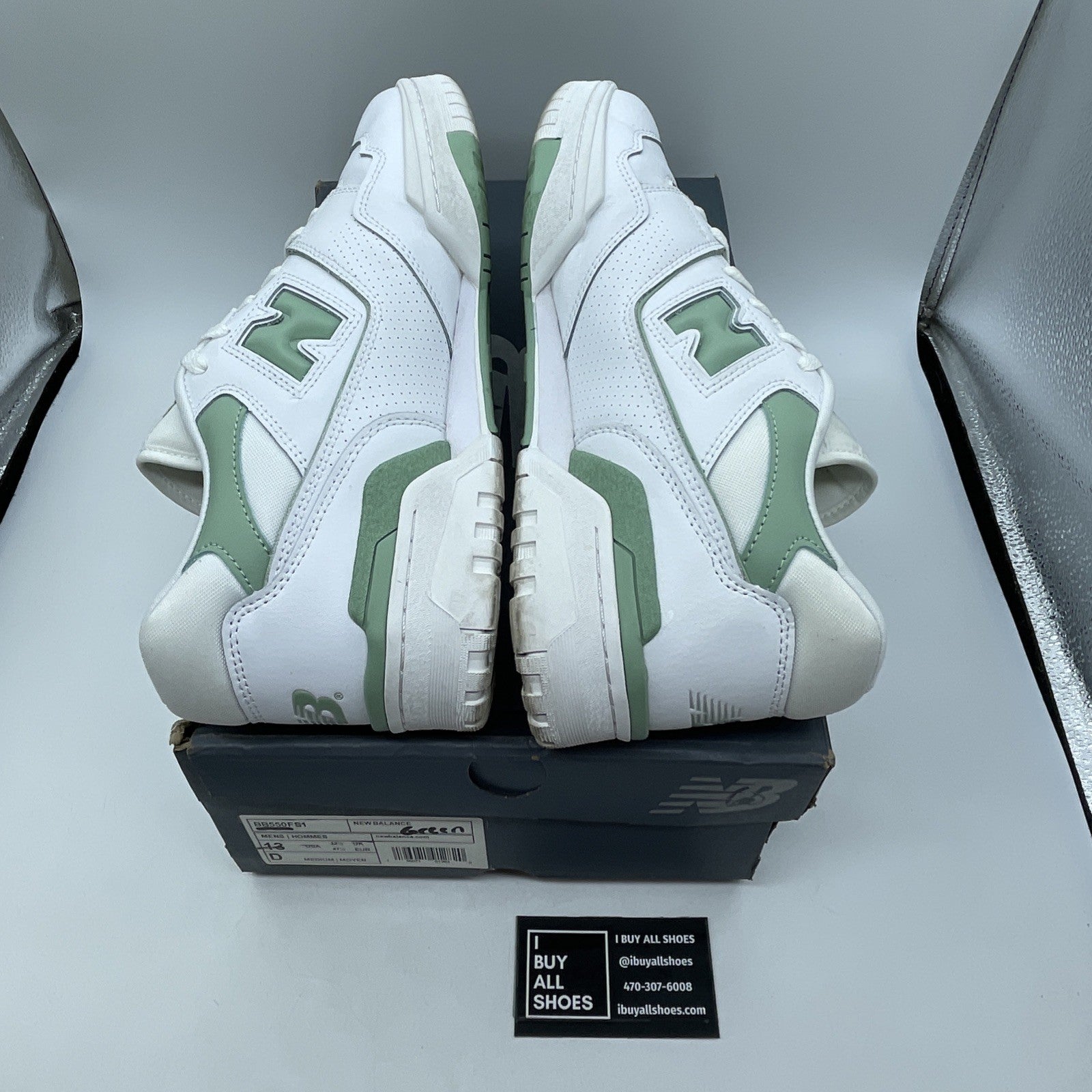 Size 13 - New Balance 550 White Mint Green (BB550FS1)