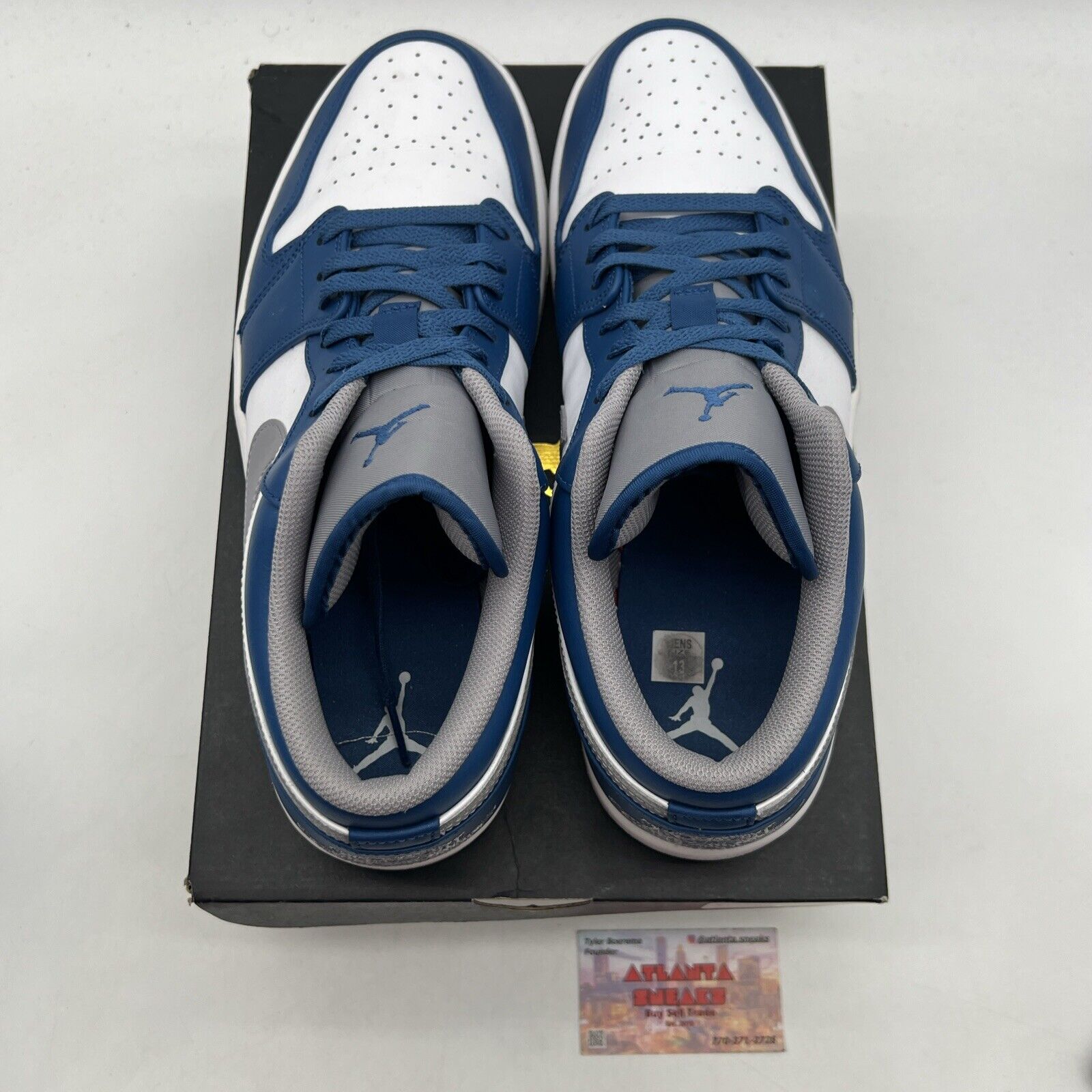 Size 13 - Jordan 1 Low True Blue Cement White Grey Leather (553558-412)