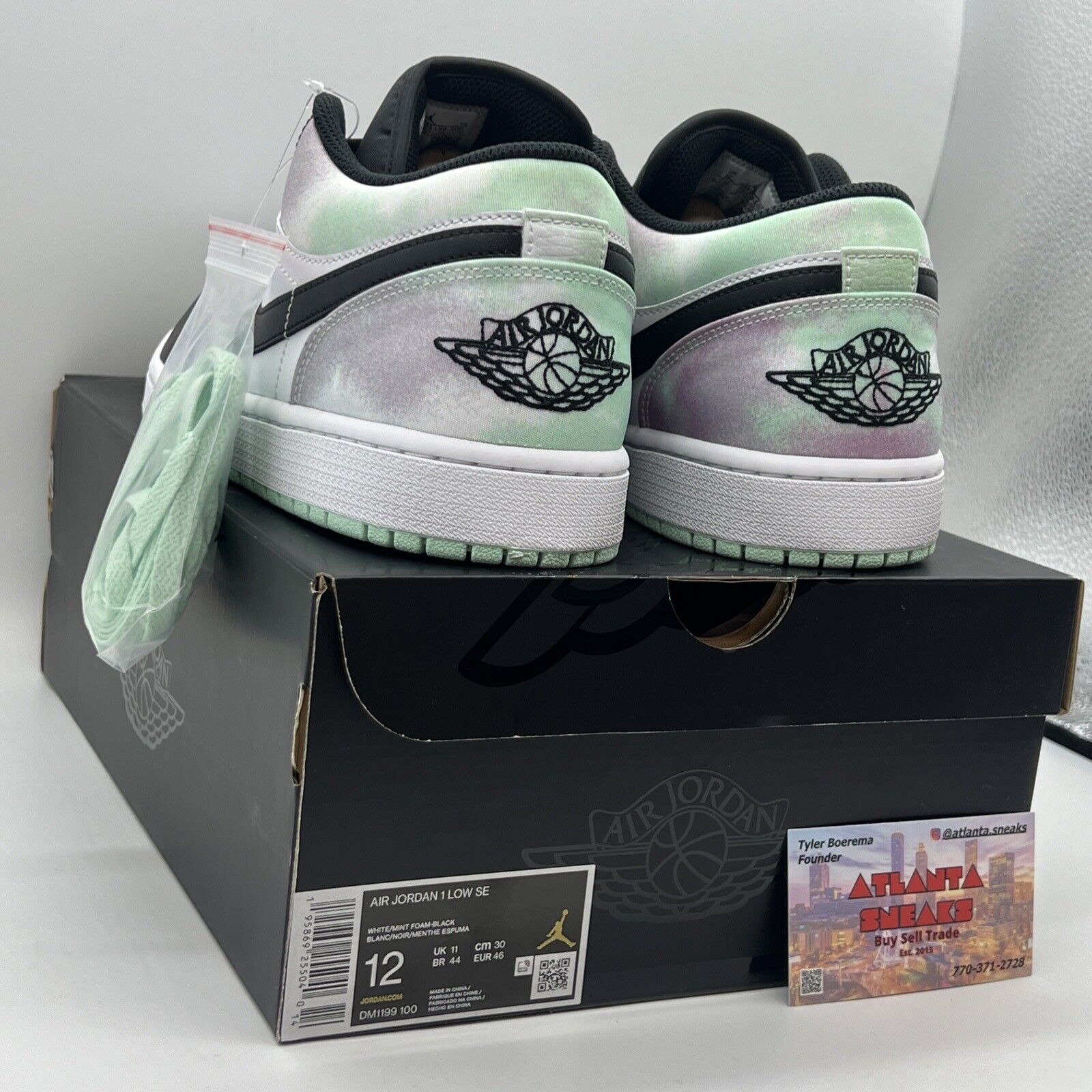 Size 12 - Jordan 1 Low SE Tie Dye Og All Brand New Mint Black Leather White