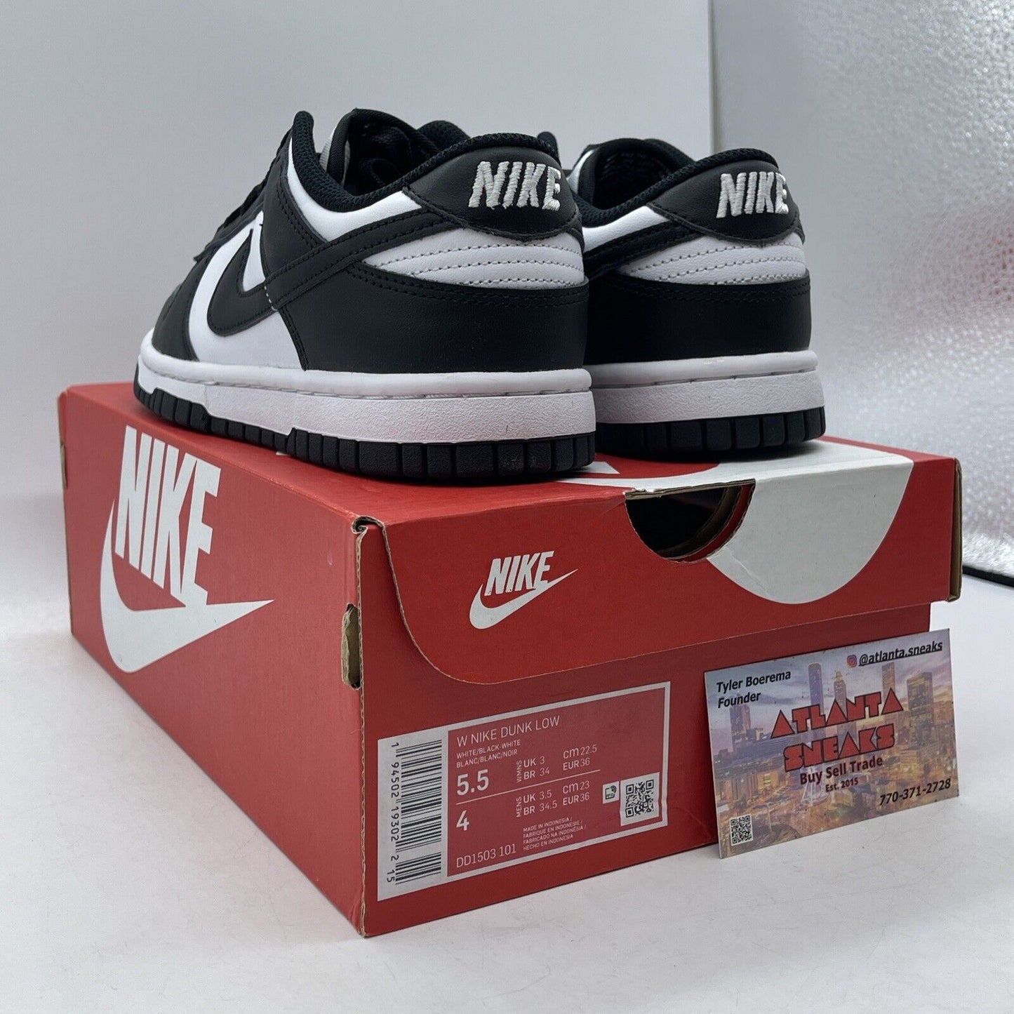 Size 5.5W - Nike Dunk Low Black White Leather (DD1503-101)