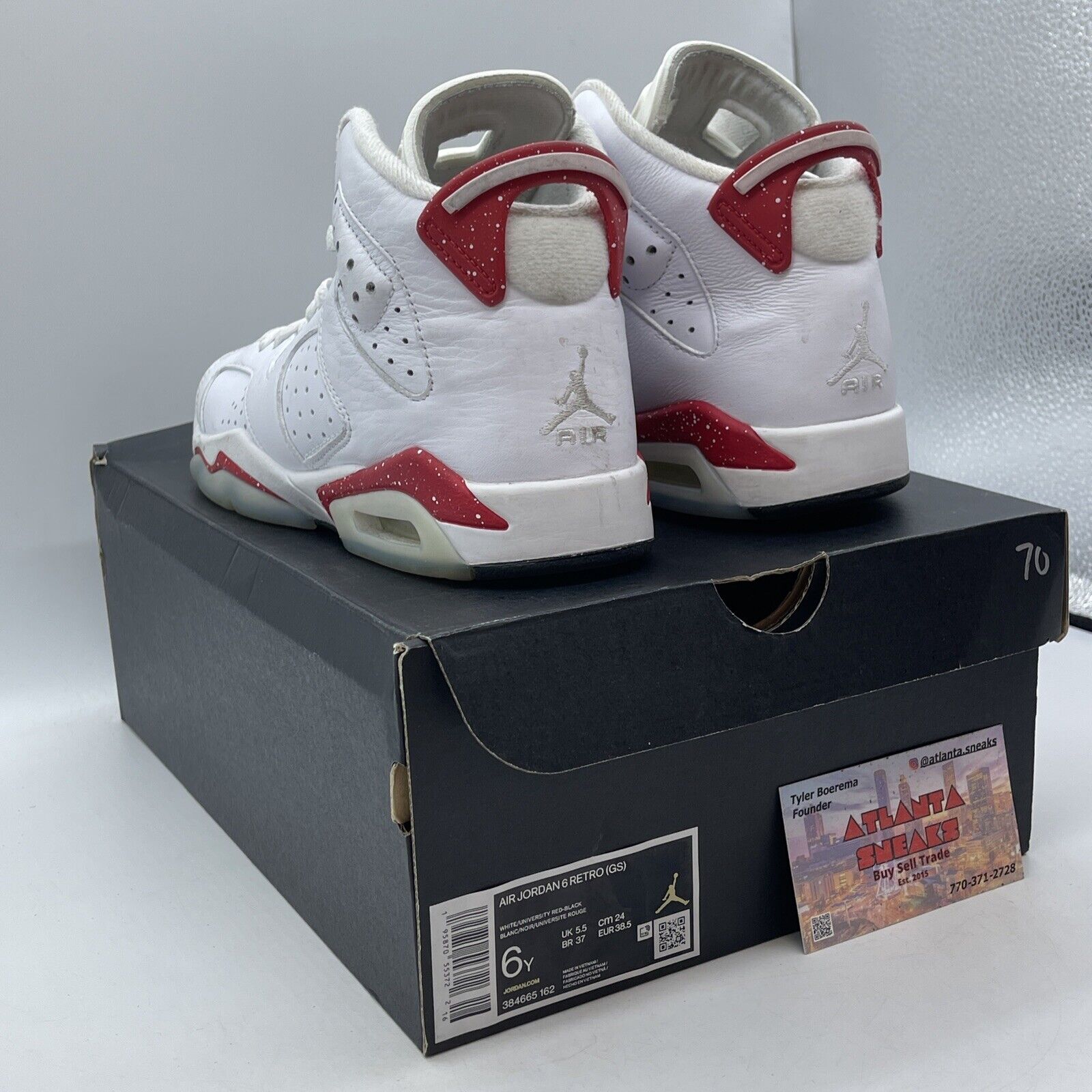 Size 6Y (GS) - Jordan 6 Retro Sample Mid Red Oreo White Leather (384665-162)