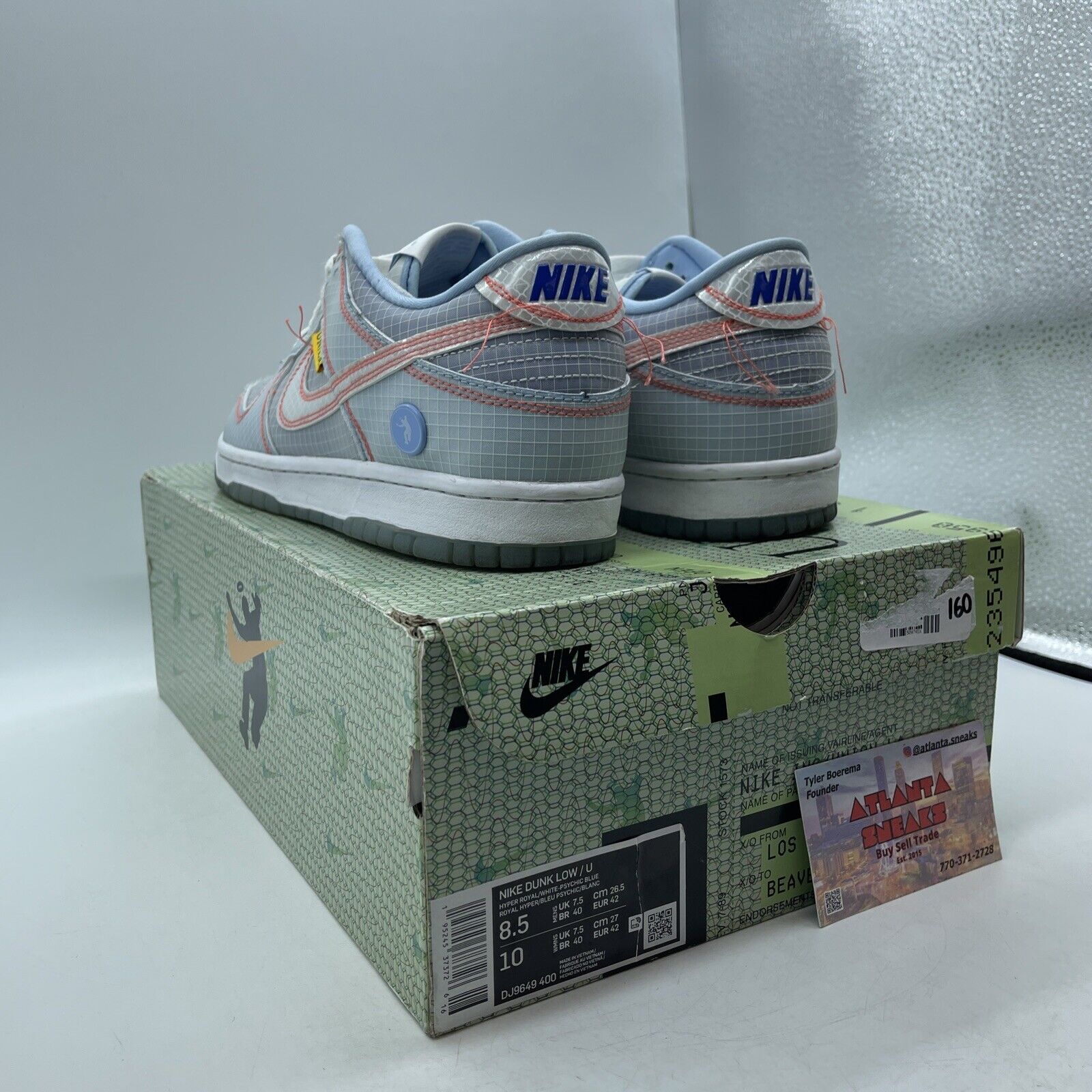 Size 8.5 - Nike Dunk Low x Union LA Passport Pack - Argon Blue (DJ9649-400)