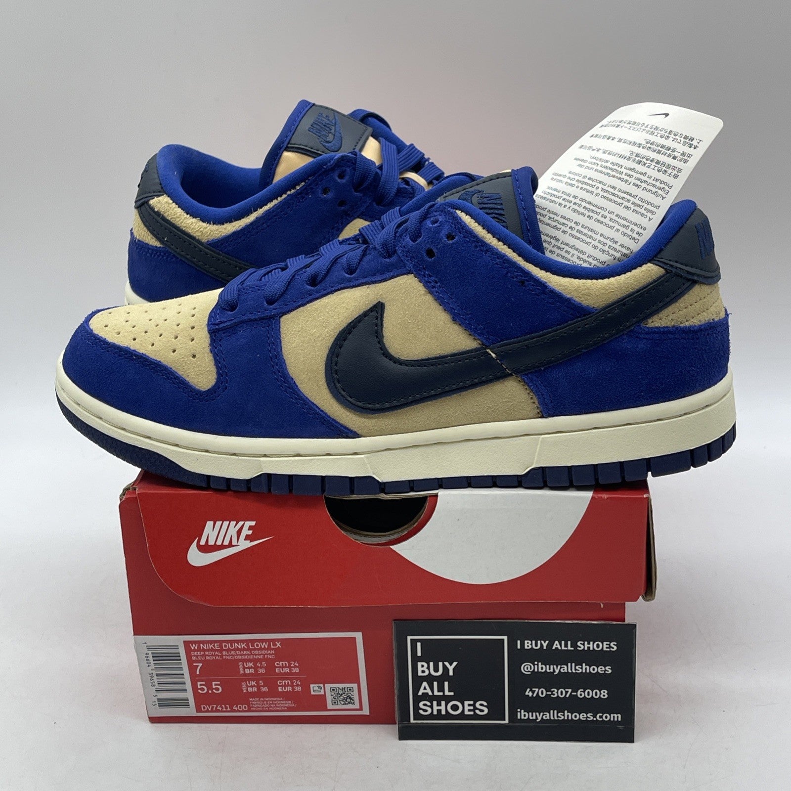 Size 7W - Nike Dunk LX Low Blue Suede (DV7411-400)