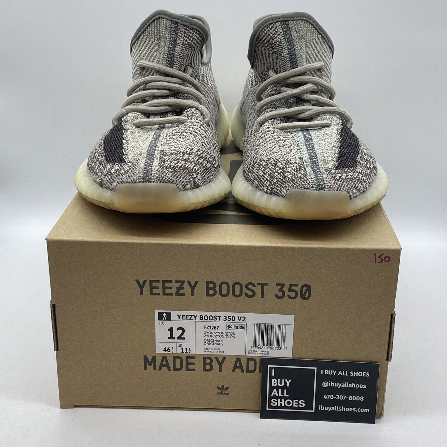 Size 12 - adidas Yeezy Boost 350 V2 Low Zyon White Black Suede (FZ1267)