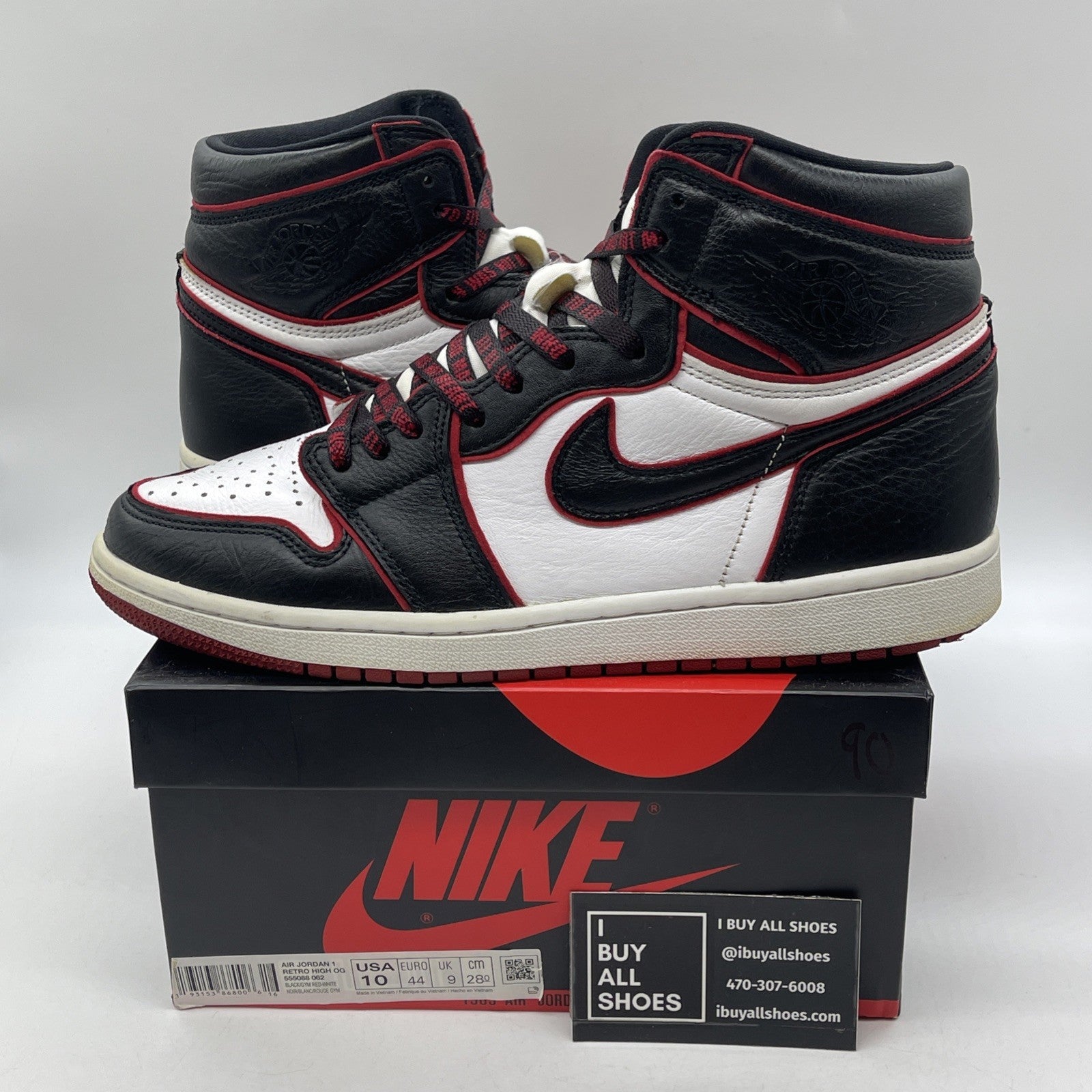 Size 10 - Jordan 1 Retro High OG Bloodline White Black Leather (555088-062)