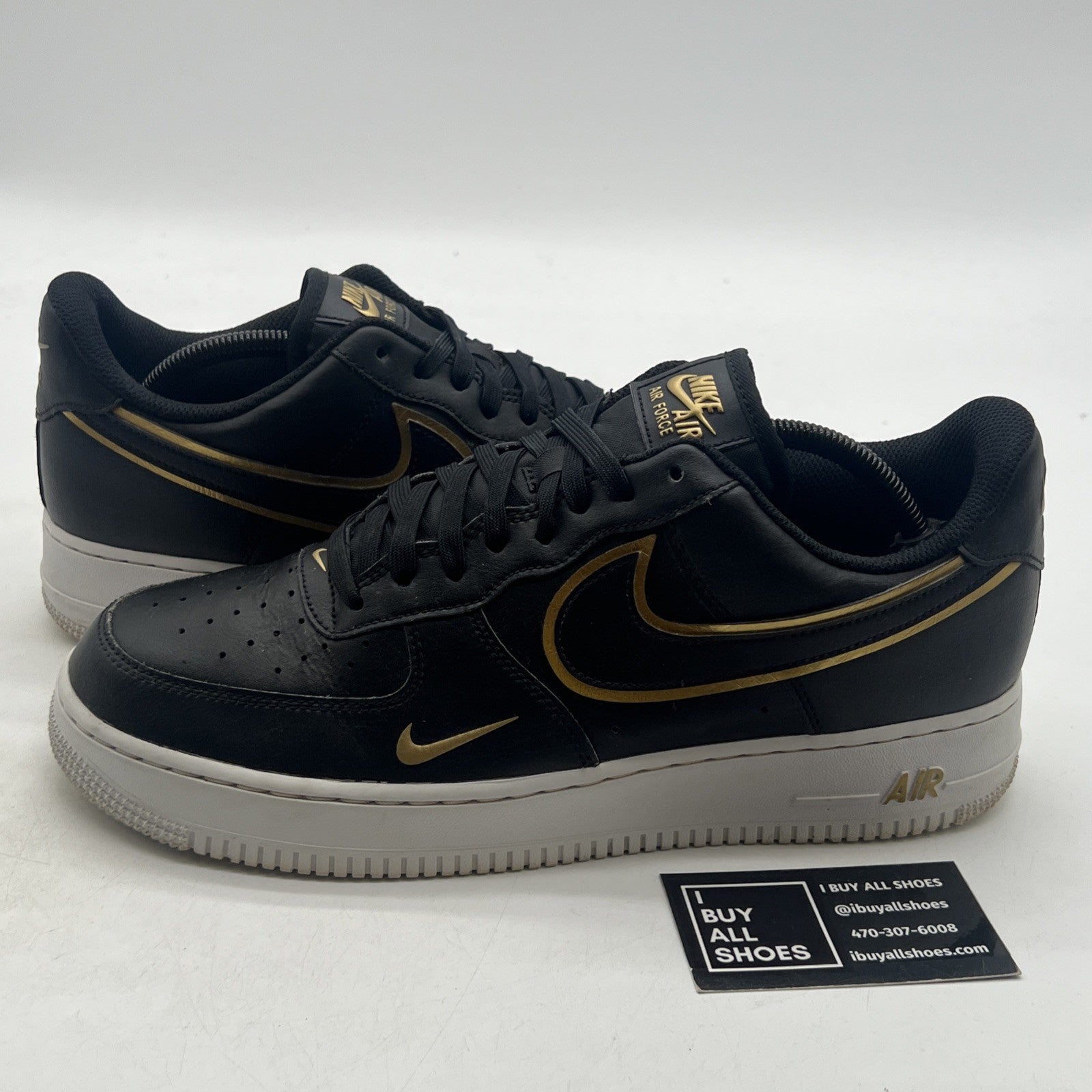 Size 10.5 - Nike Air Force 1 '07 LV8 Metallic Swoosh Pack - Black (DA8581-001)