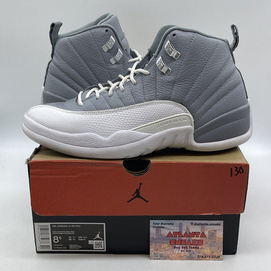 Size 8.5 - Jordan 12 Stealth Grey White Leather (CT8013-015)