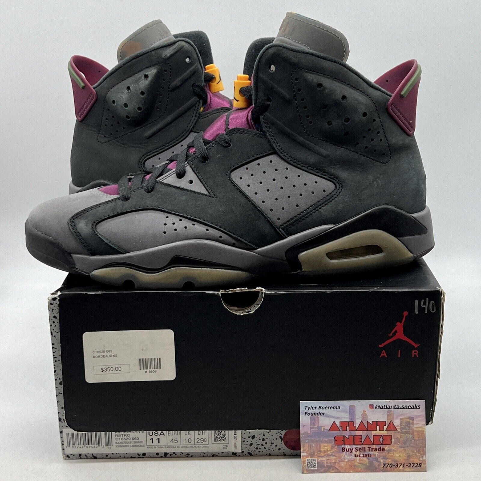 Size 11 - Jordan 6 Bordeaux Grey Black Suede Leather (CT8529-063)