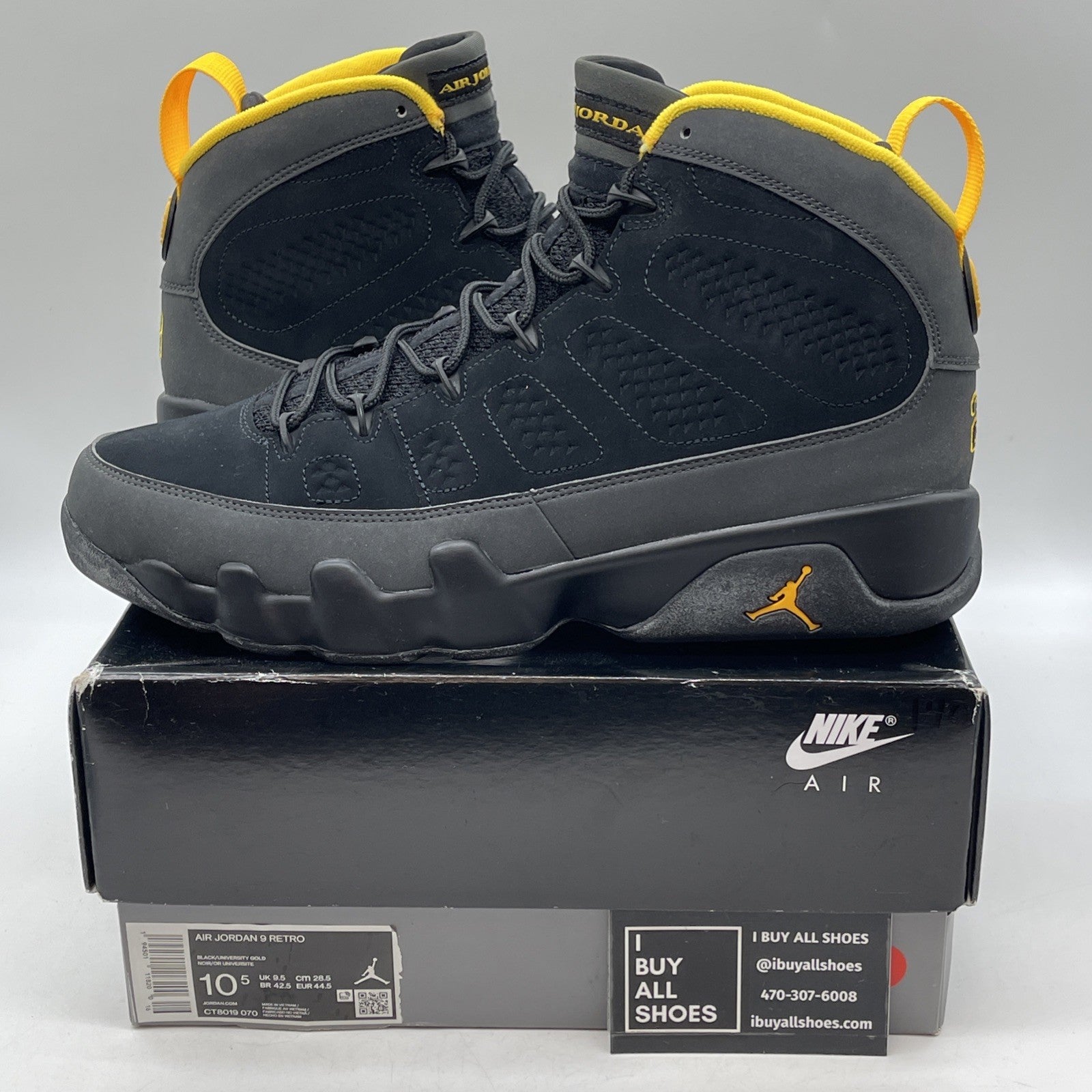 Size 10.5 - Air Jordan 9 Retro Black (CT8019-070)