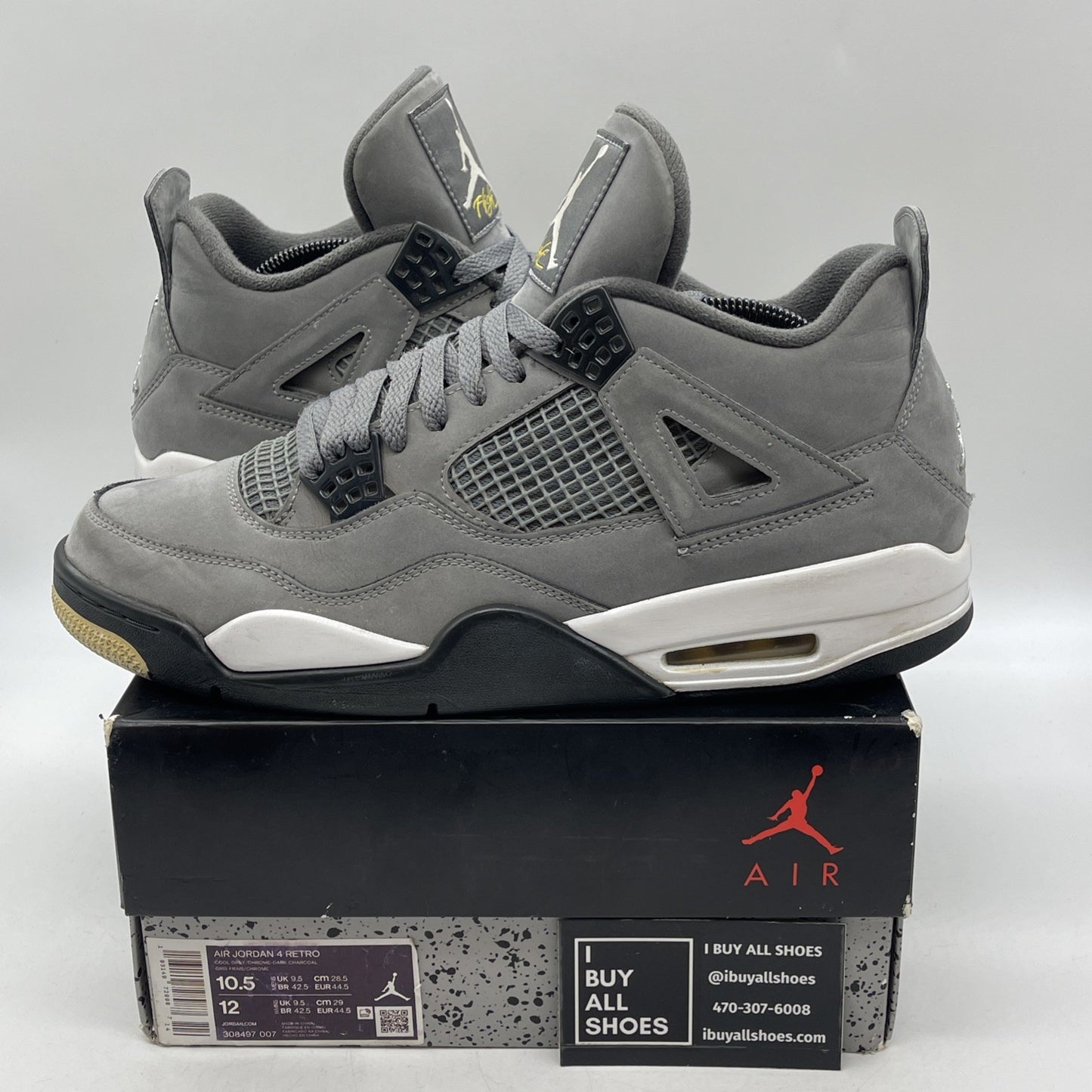 Size 10.5 - Air Jordan 4 Retro Low Cool Grey (308497-007)