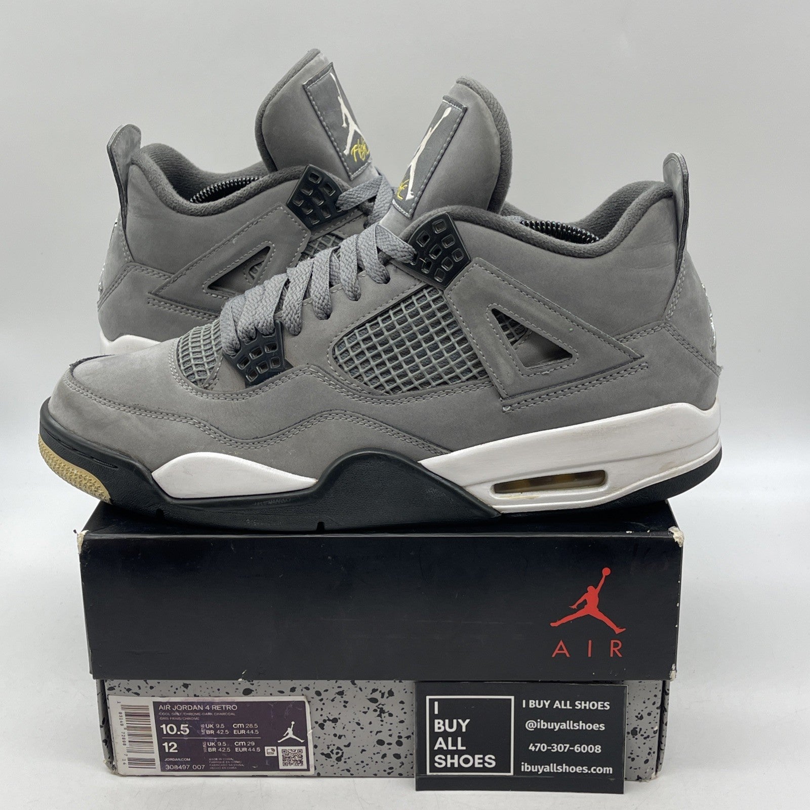 Size 10.5 - Air Jordan 4 Retro Low Cool Grey (308497-007)