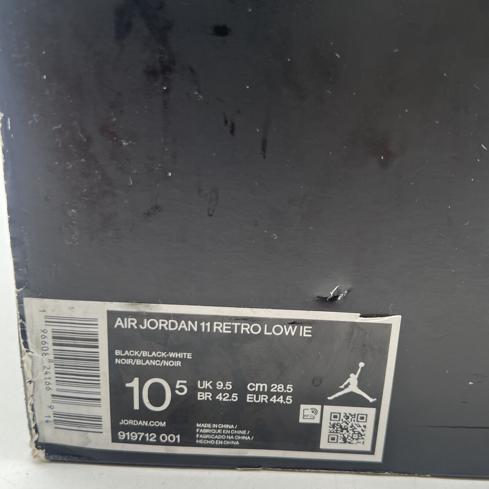 Size 10.5 - Air Jordan 11 Retro IE Low Black White (919712-001)