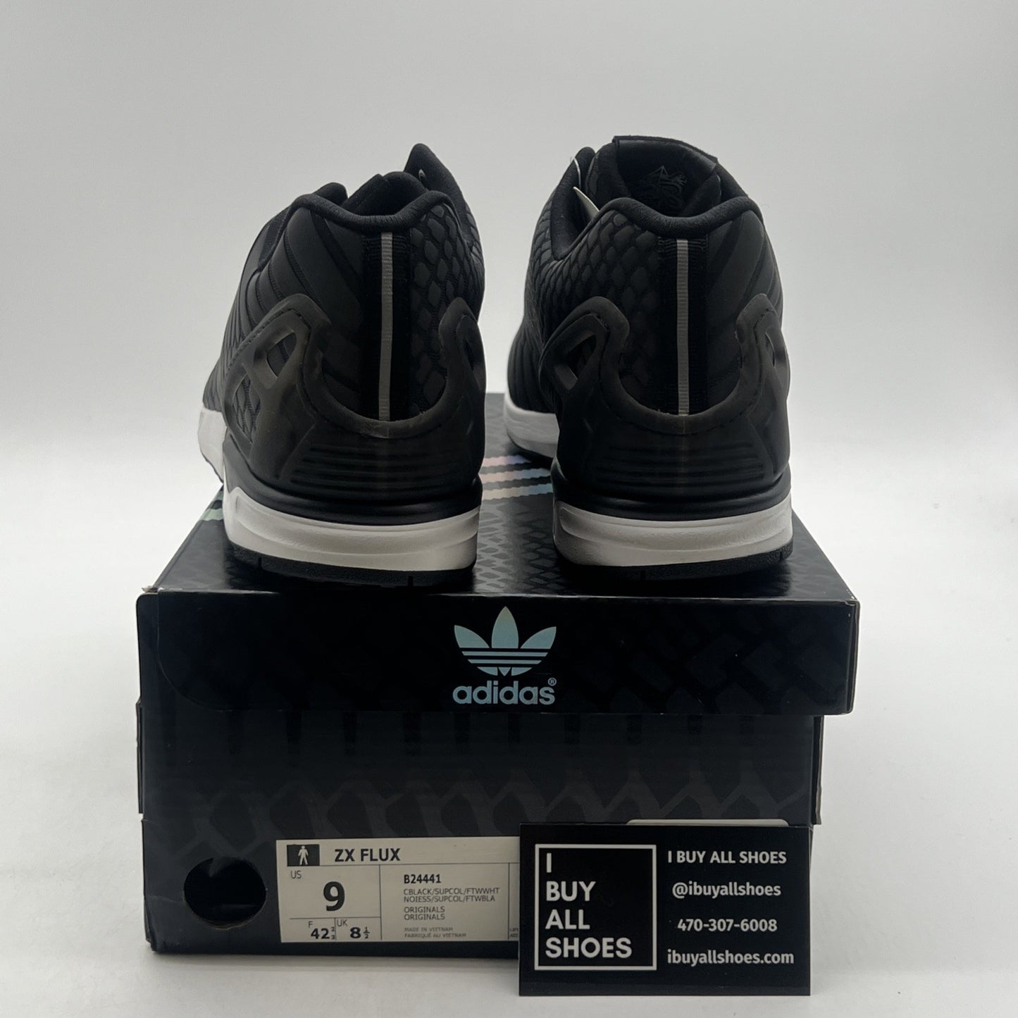 Size 9 - Adidas ZX Flux Black Xeno Reflective (B24441)