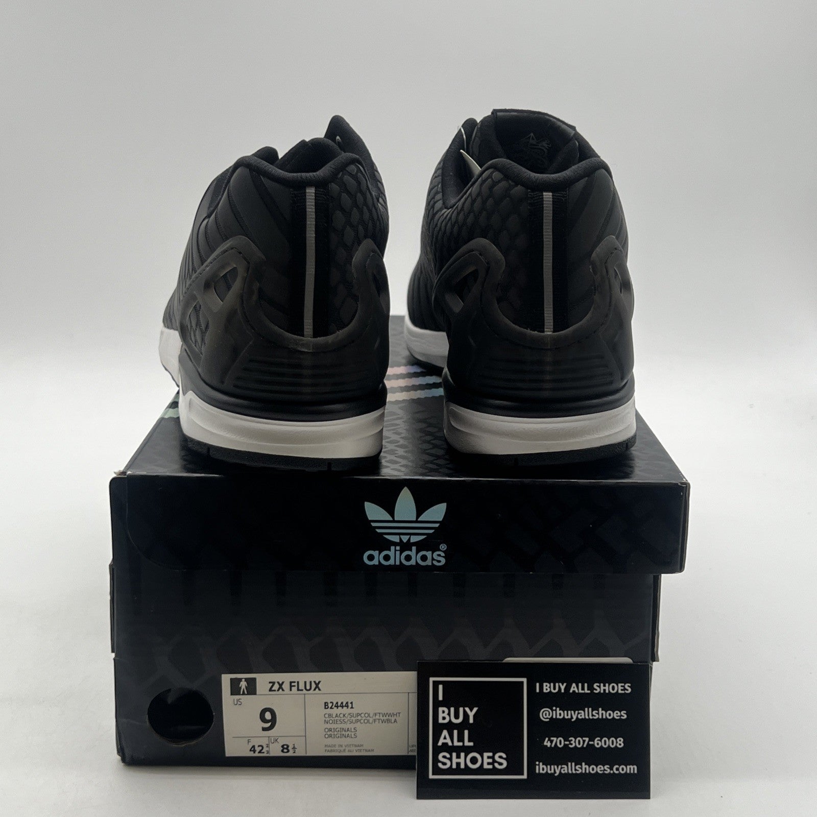 Size 9 - Adidas ZX Flux Black Xeno Reflective (B24441)