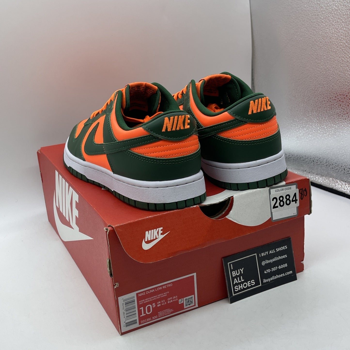 Size 10.5 - Nike Dunk Low Miami Hurricanes Green Orange Leather (DD1391-300)