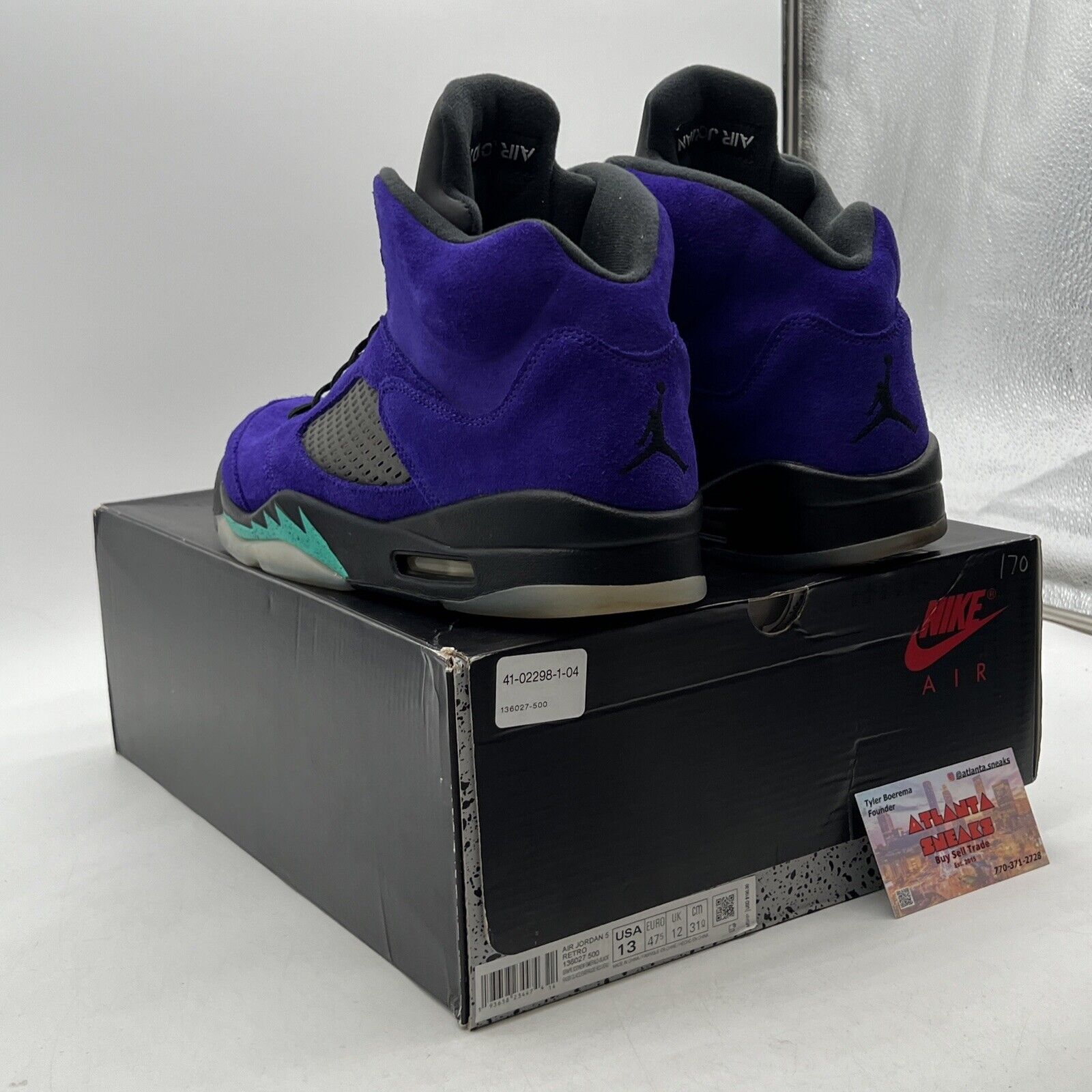 Size 13 - Jordan 5 Retro Alternate Grape 2020 Suede Black (136027-500)