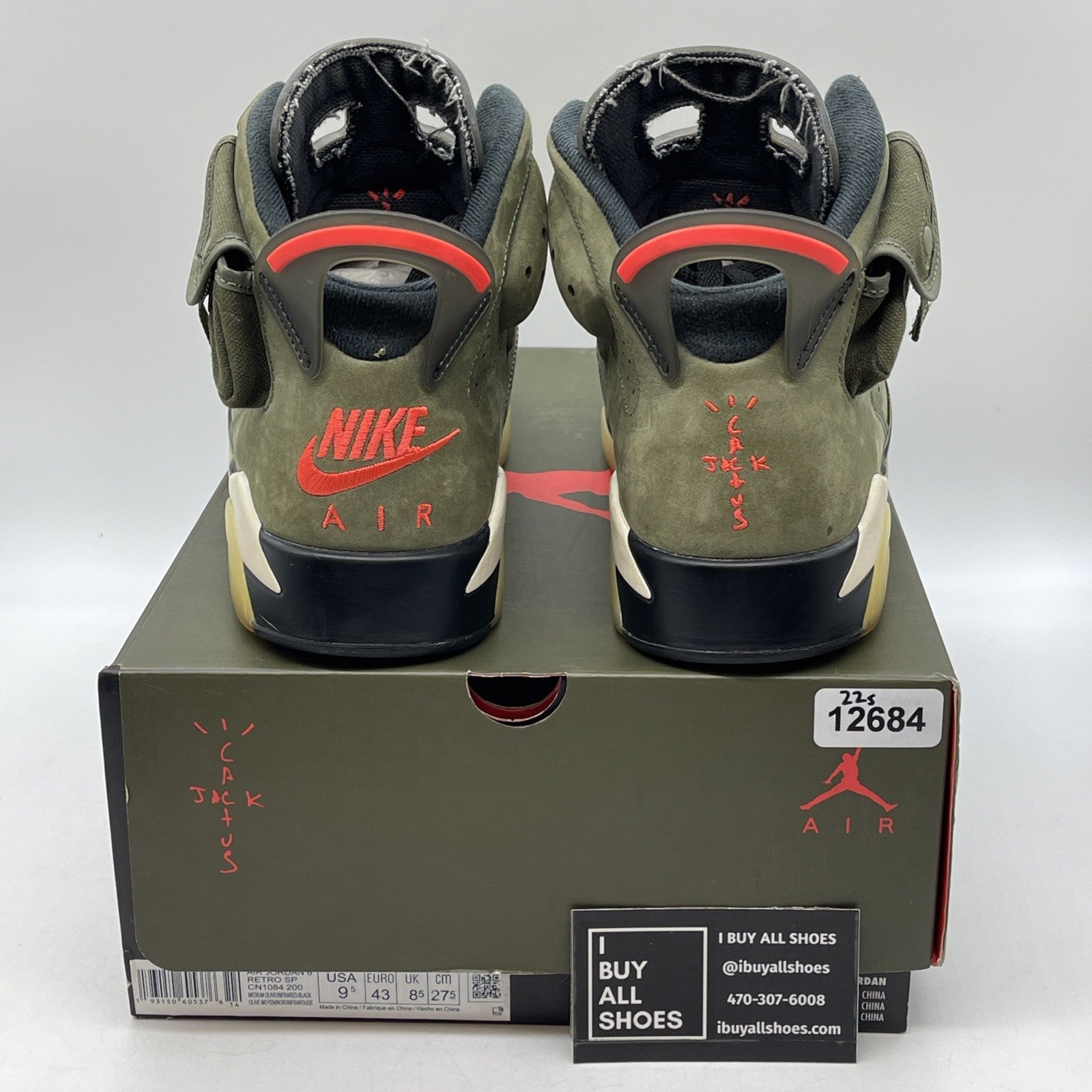 Size 9.5 - Jordan 6 Retro x Travis Scott Mid Olive Green Suede (CN1084-200)