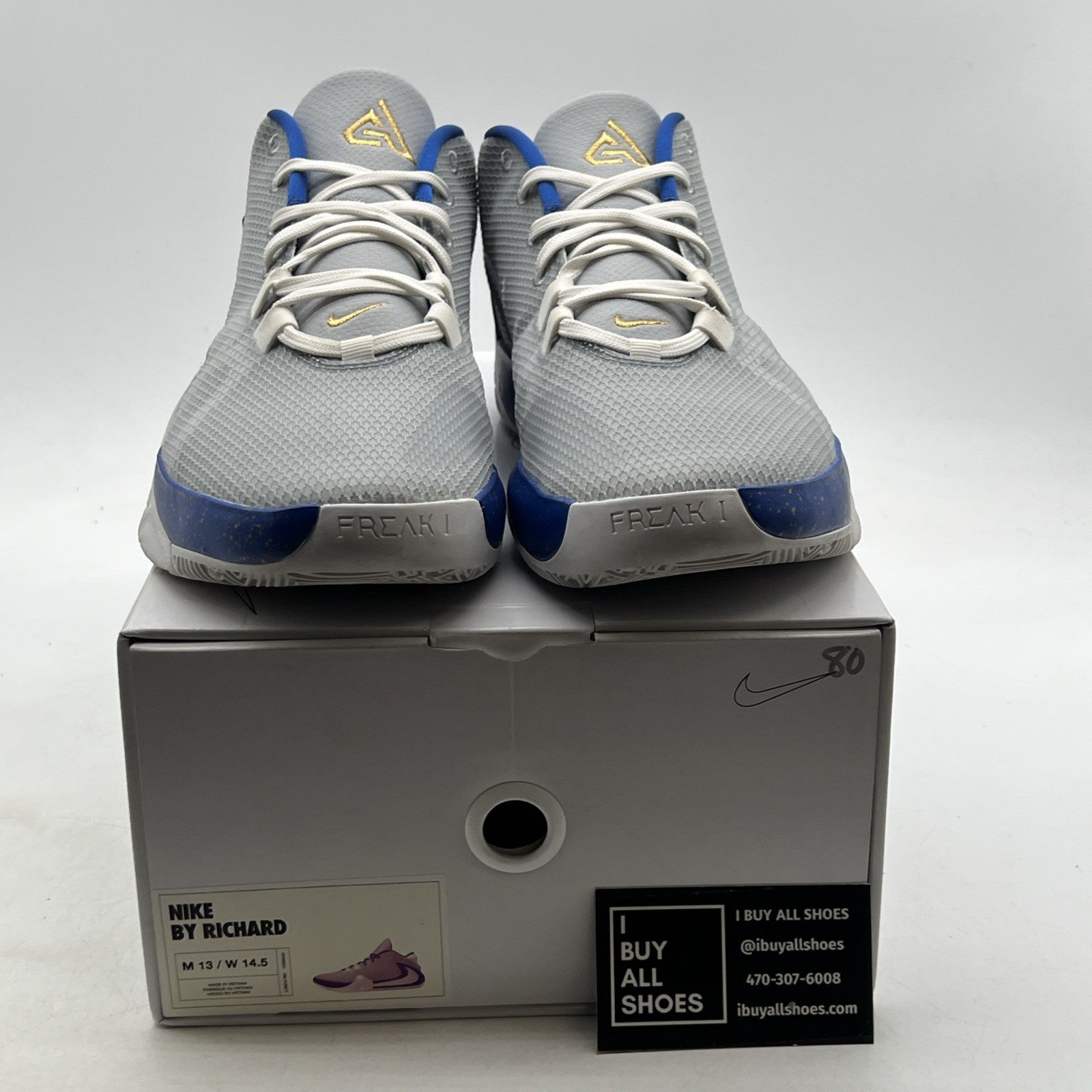Size 13- Nike Zoom Freak 1 Giannis Antetokounmp ID Shoes White Blue (CJ5614-991)