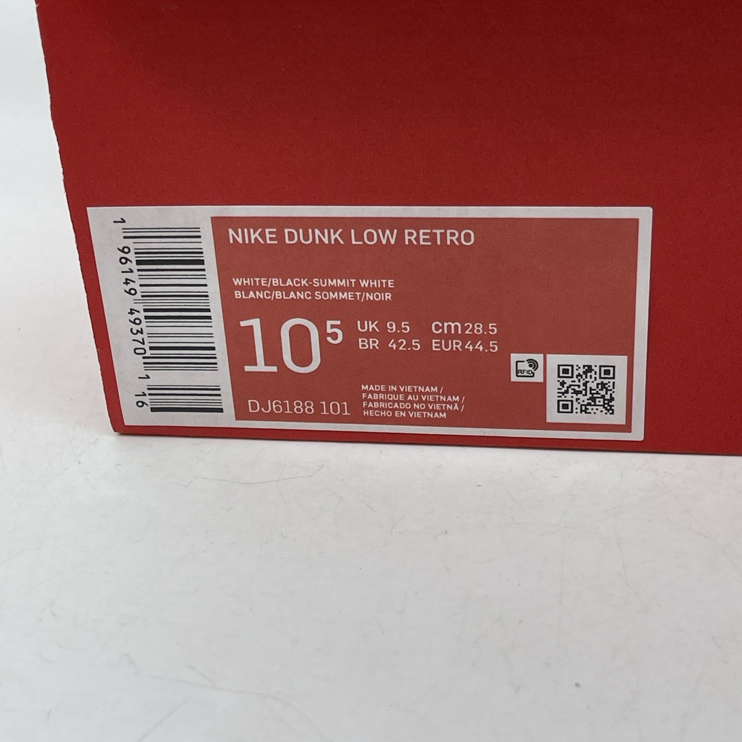 Size 10.5 - Nike Dunk Low Reverse Panda Black White Leather (DJ6188-101)