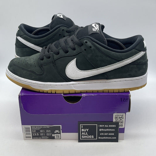 Size 12 - Nike Dunk Low SB Black Gum White Suede Leather (CD2563-006)