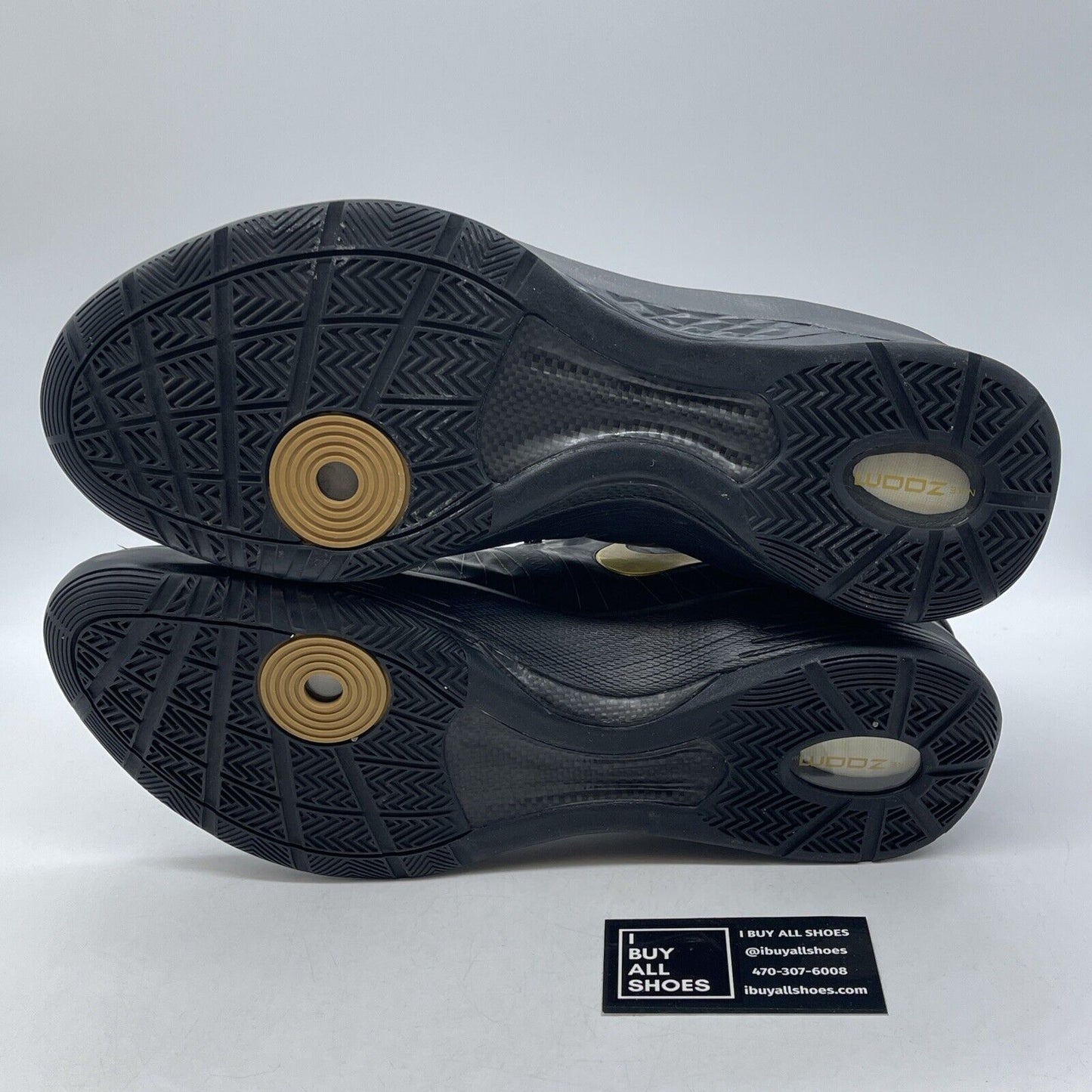Size 14 - Nike Zoom Hyperdunk Elite Away Black Gold Suede Leather (511369-001)