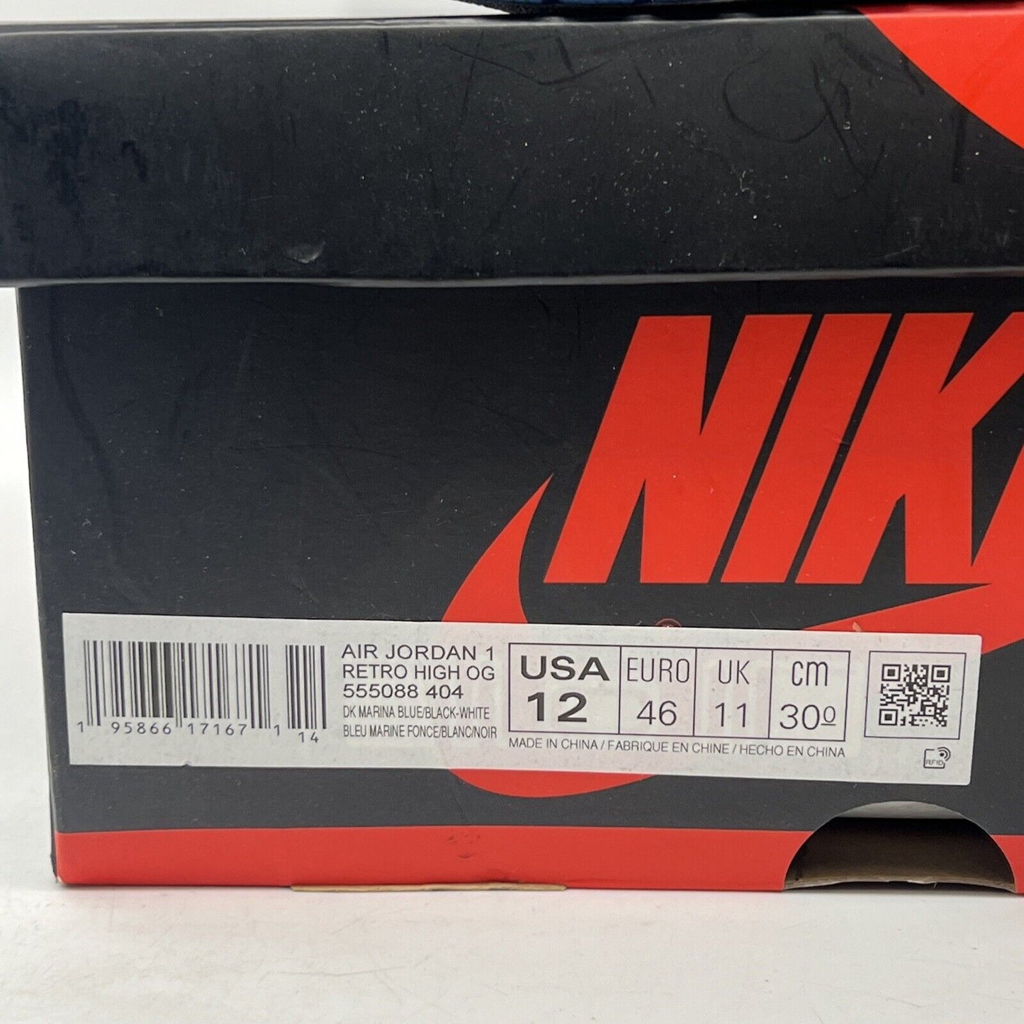Size 12 - Jordan 1 Retro OG High Dark Marina Blue Leather (555088-404)
