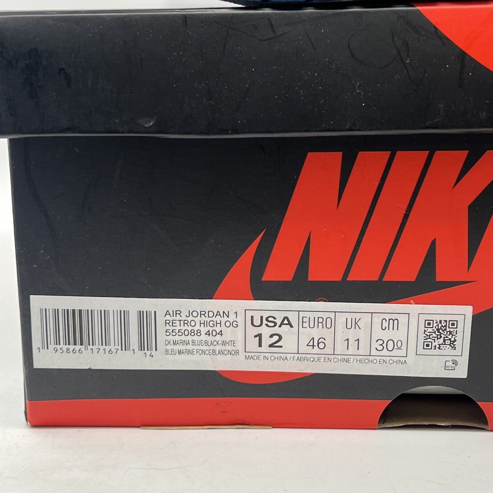 Size 12 - Jordan 1 Retro OG High Dark Marina Blue Leather (555088-404)