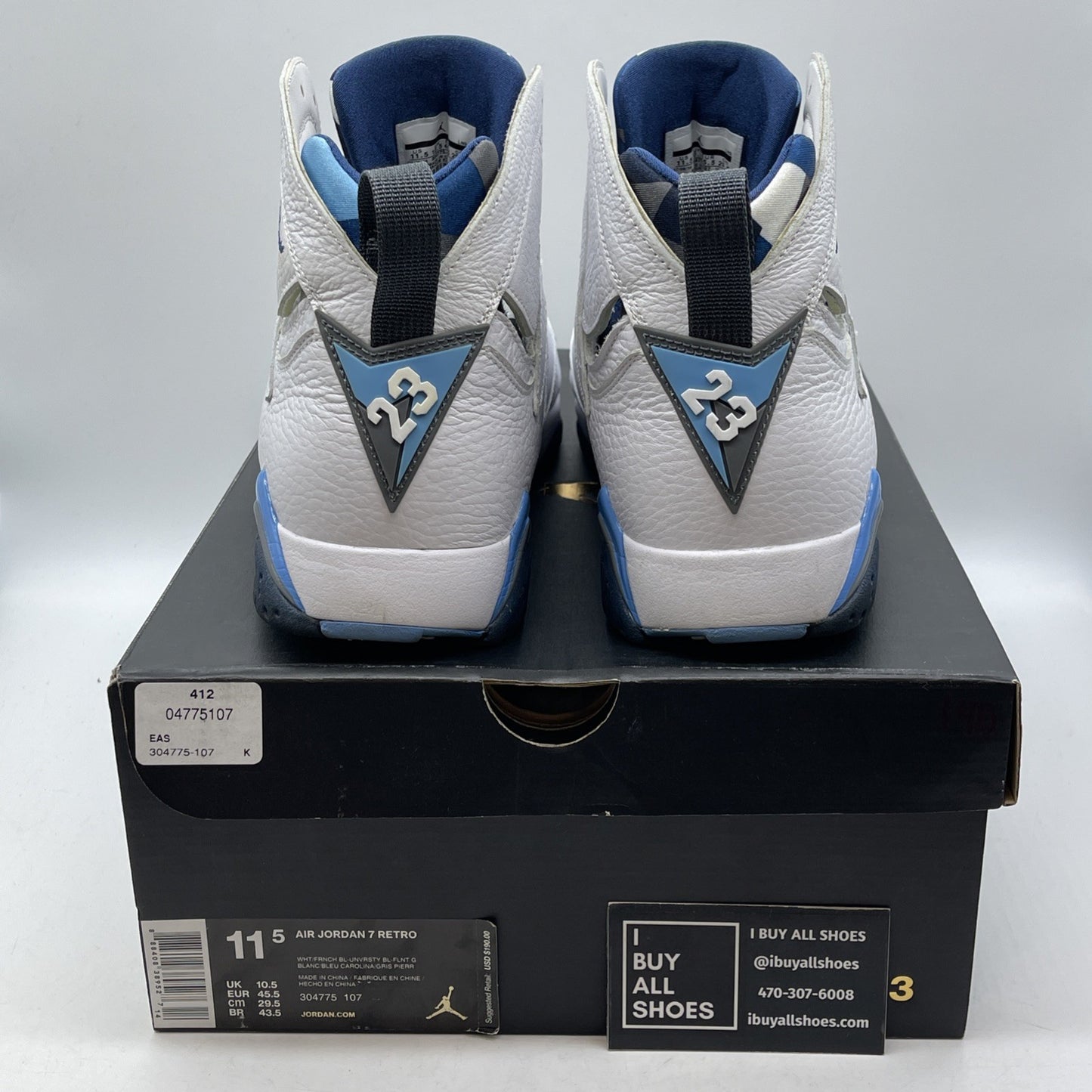 Size 11.5 - Air Jordan 7 Retro 2015 French Blue White Leather (304775-107)