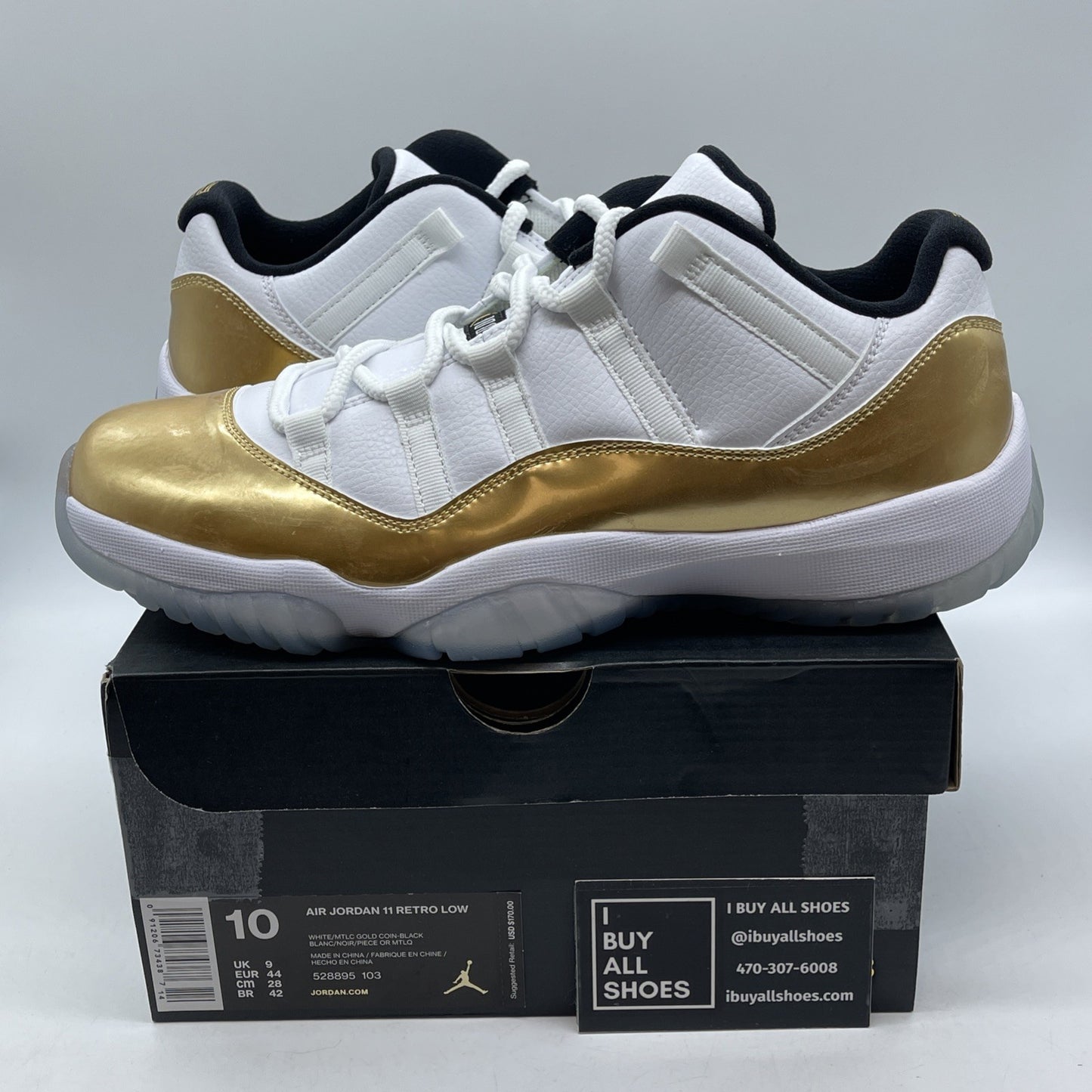 Size 10 - Air Jordan 11 Retro Low Closing Ceremony Gold White (528895-103)