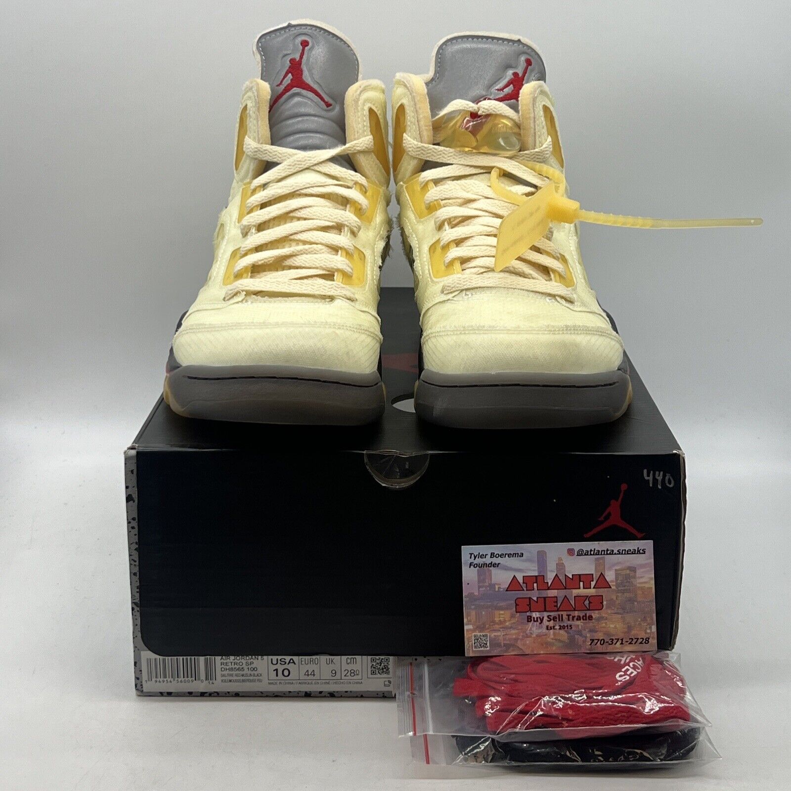 Size 10 - Jordan 5 SP x Off-White Mid Sail Black Red (DH8565-100)